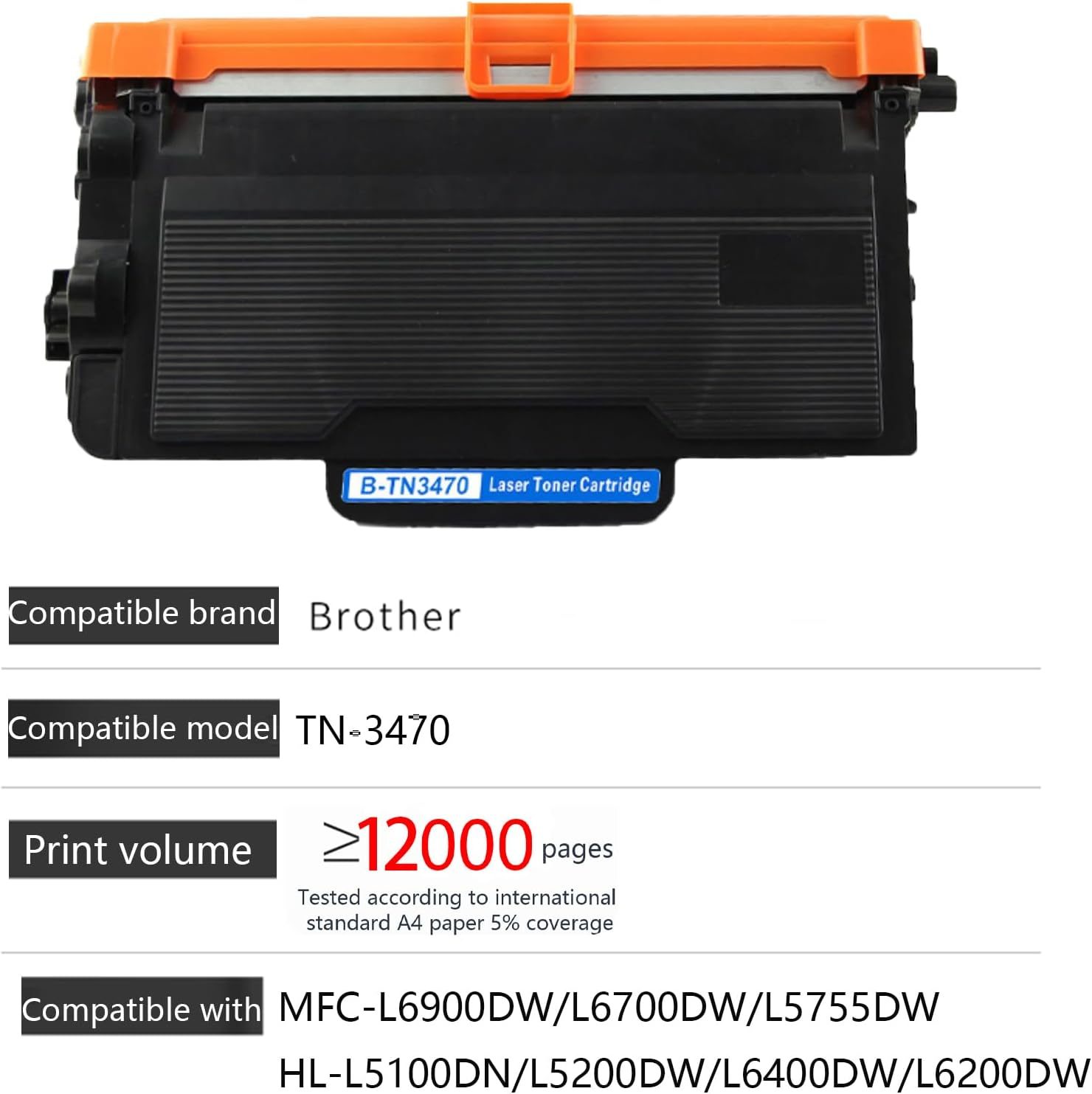JOJOBE Planet TN-3470 Compatible Toner Cartridge with Brother MFC-L6900DW L6700DW L5755DW HL-L5200DW L5100DN L6400DW L6200DW , 12000 Pages per Cartridge