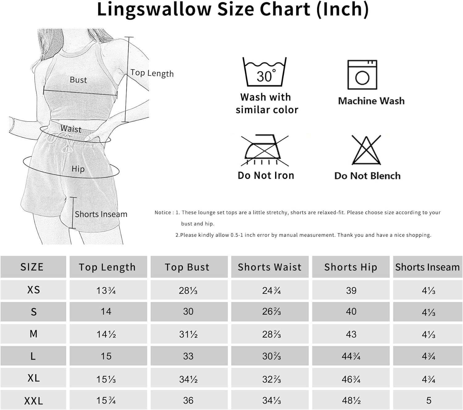 Lingswallow 2 Piece Women Lounge Sets - Sleeveless Crop Top and Shorts Waffle Lounge Set Tracksuits Sweatsuits for Women image number 6