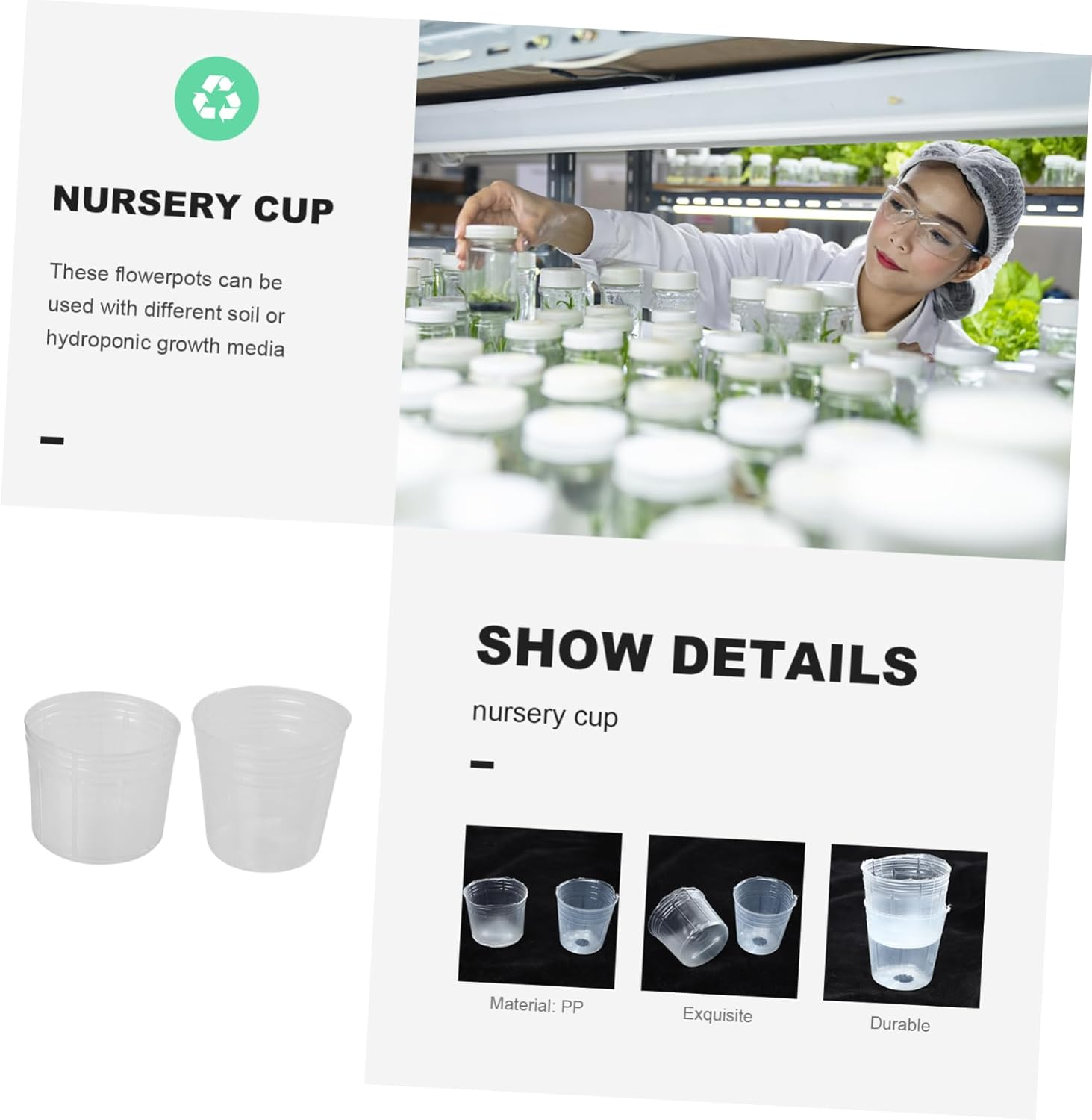 INOOMP 50Pcs Plant Nursery Cups with Dust Covers, 1.5-Inch Seedling Raising Pots for Outdoor Gardening, Flower Nutrient Cups for Orchid and Butterfly Seedlings