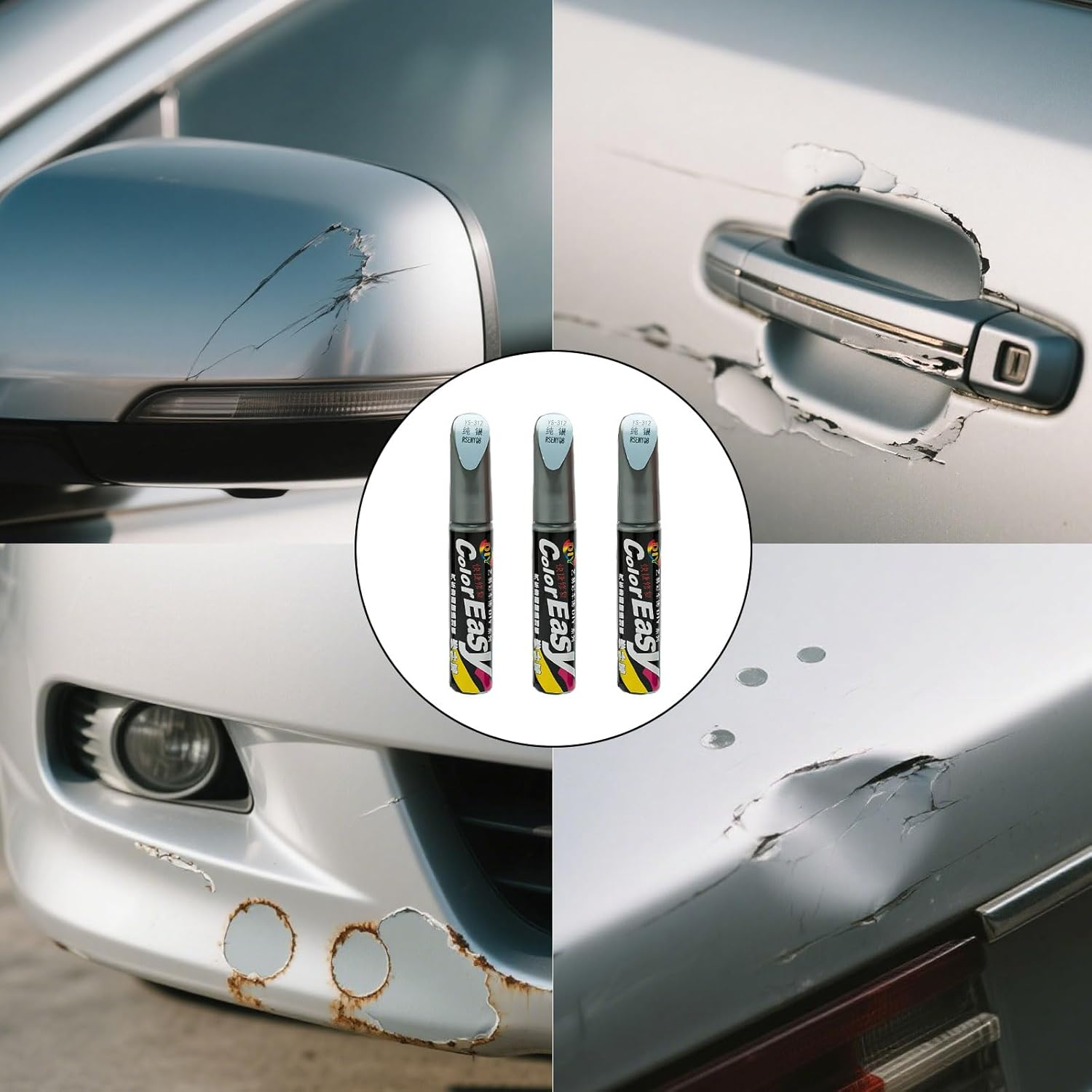 3 Pcs Car Scratch Remover Pen,Touch up Paint Pen,Silver Spray Paint, for Car Suitable for Cars Repainting Cover and Repair Scratches, Suitable for Cars, Suv, Truck, Rv, Bicycle(Silver) image number 4