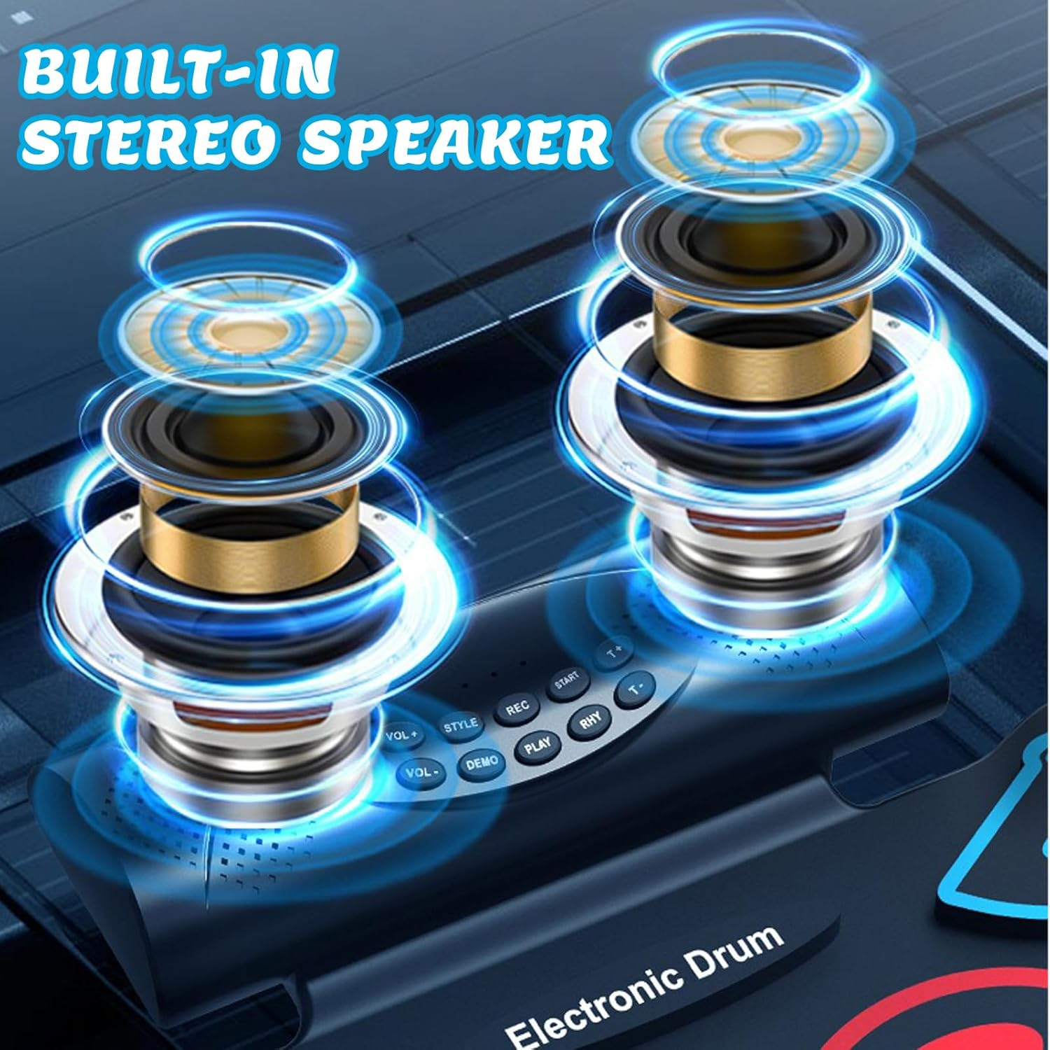 Electronic Drum Set,9 Practice Drum Pads,Roll-Up Drum Kit Machine Built-In Speaker with Drum Pedals and Stick,Great Christmas for Kids image number 3