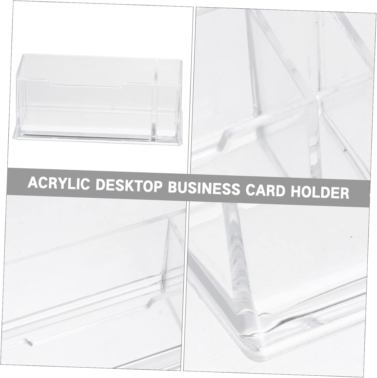 OFFSCH 4Pcs Acrylic Desktop Business Name Picture Holder Sturdy Multipurpose Storage Box for Convenient Organization Translucent Card Stand for Desk Accessories Storage Products image number 3