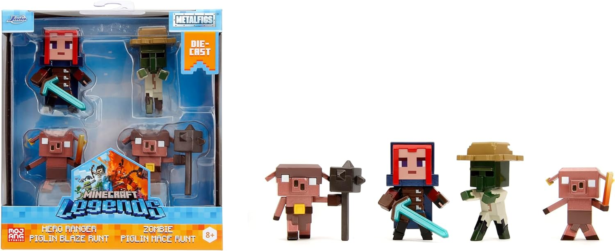 Jada Toys Minecraft Legends Diecast Figure, 2.5-Inch Height (Pack of 4)