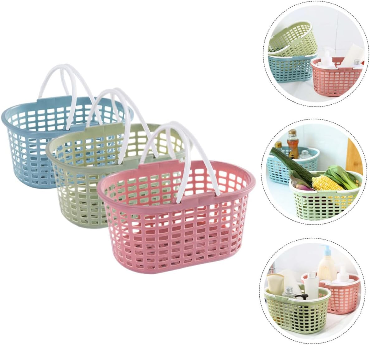 Alipis 3Pcs Portable Bath Basket for Shower Cleaning Plastic Bathroom Organizer for Travel Toiletry Bag and Bathroom Caddy Needs image number 2
