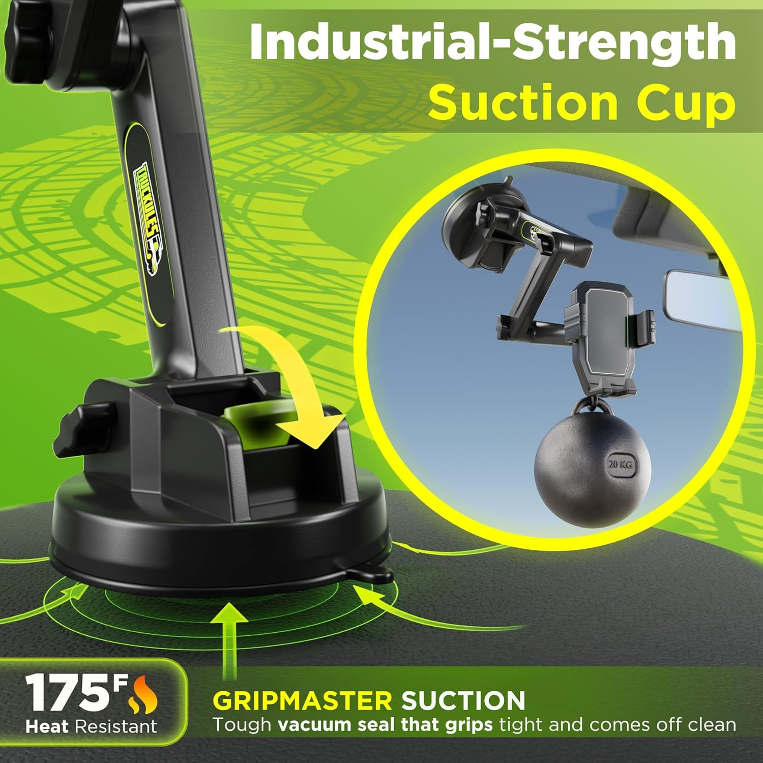 Phone Mount for Truck Phone Holder for Truck - Heavy Duty Super Suction Cup, Mobile Device Holder for Dashboard Window 16.9 Inch Long Arm & Stable, Iphone & Samsung Compatible, Big Rig Trucker, Gray image number 4