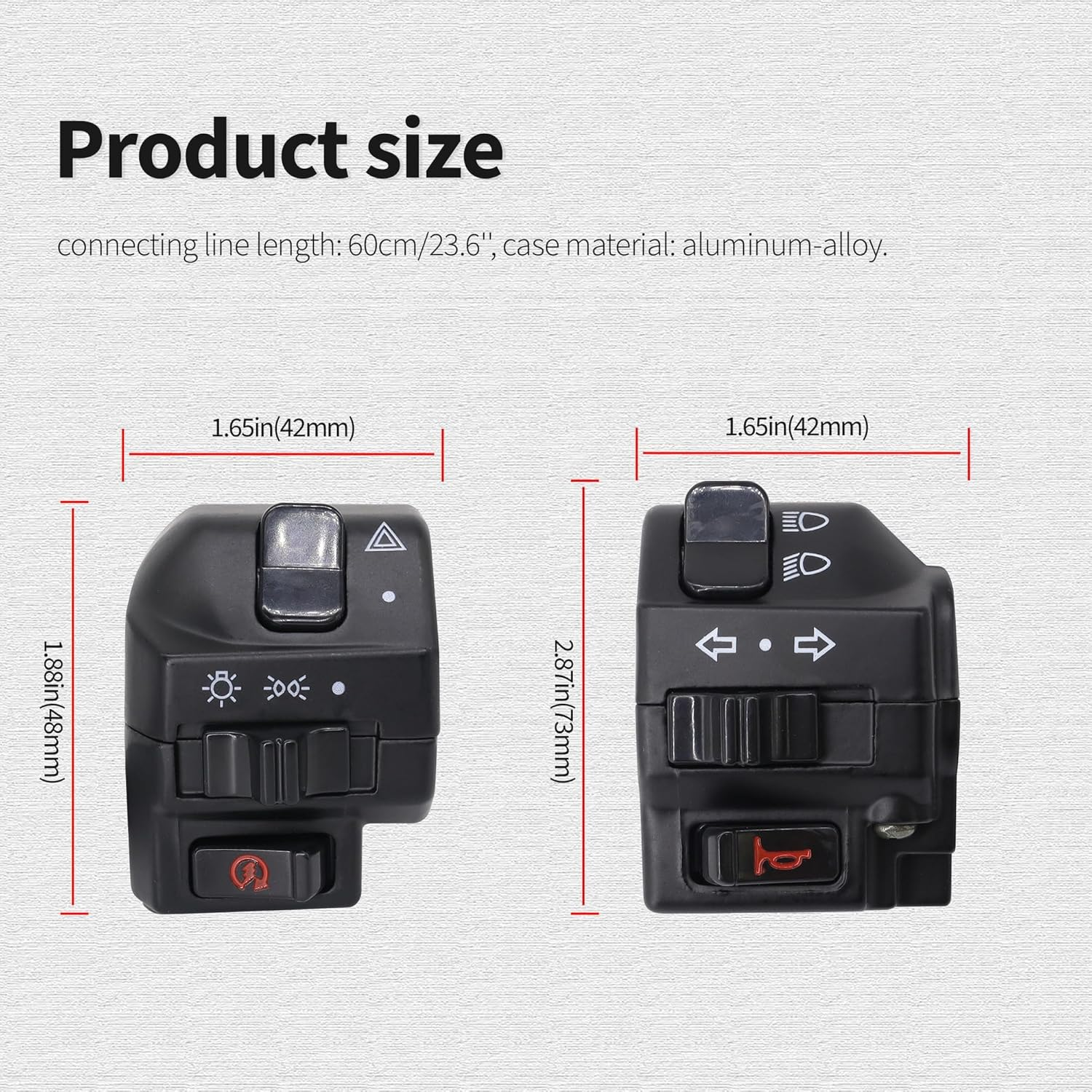 Hisport Black Universal Aluminum 7/8" 22MM Motorcycle Switch Handlebar Motorbike Horn Turn Signal Headlight Control Buttons image number 1