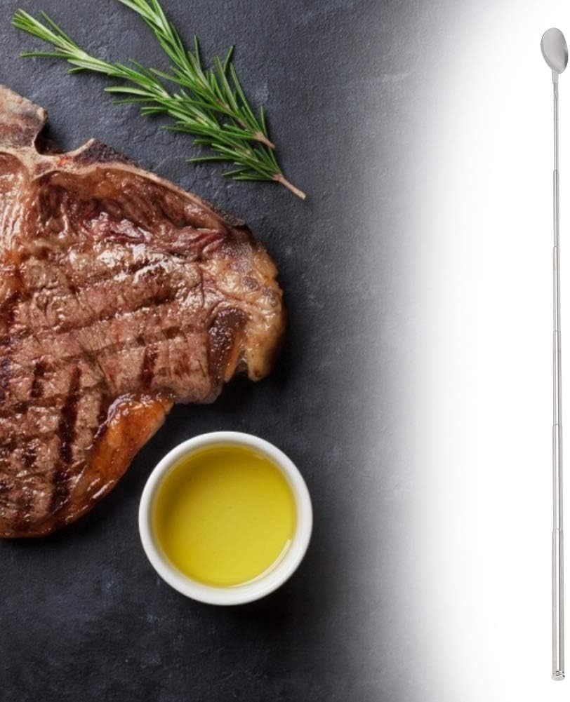 Cooking Spoons, Long Extendable Spoon Telescopic Stirring Tablespoon Kitchen Utensil Soup Ladle Stretchable Mixing Draining Tool for Bake Bar Barbecue Tableware Supplies image number 4