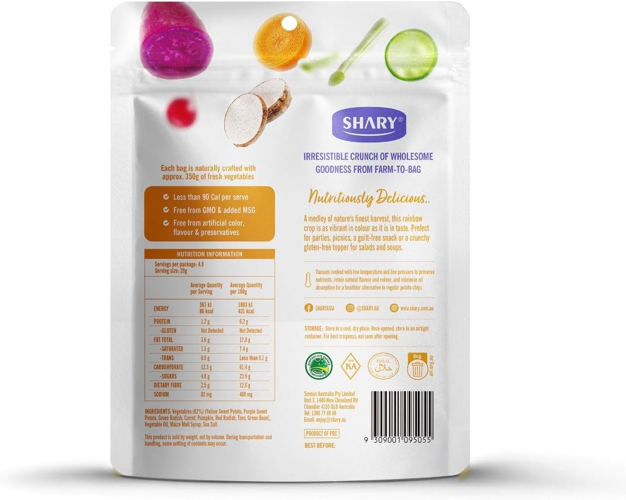 Shary Mixed Veggie Crisps, 95G - Healthy Snack, 100% Natural, Gluten-Free, Vegan, Crunchy Veggie Mix image number 5