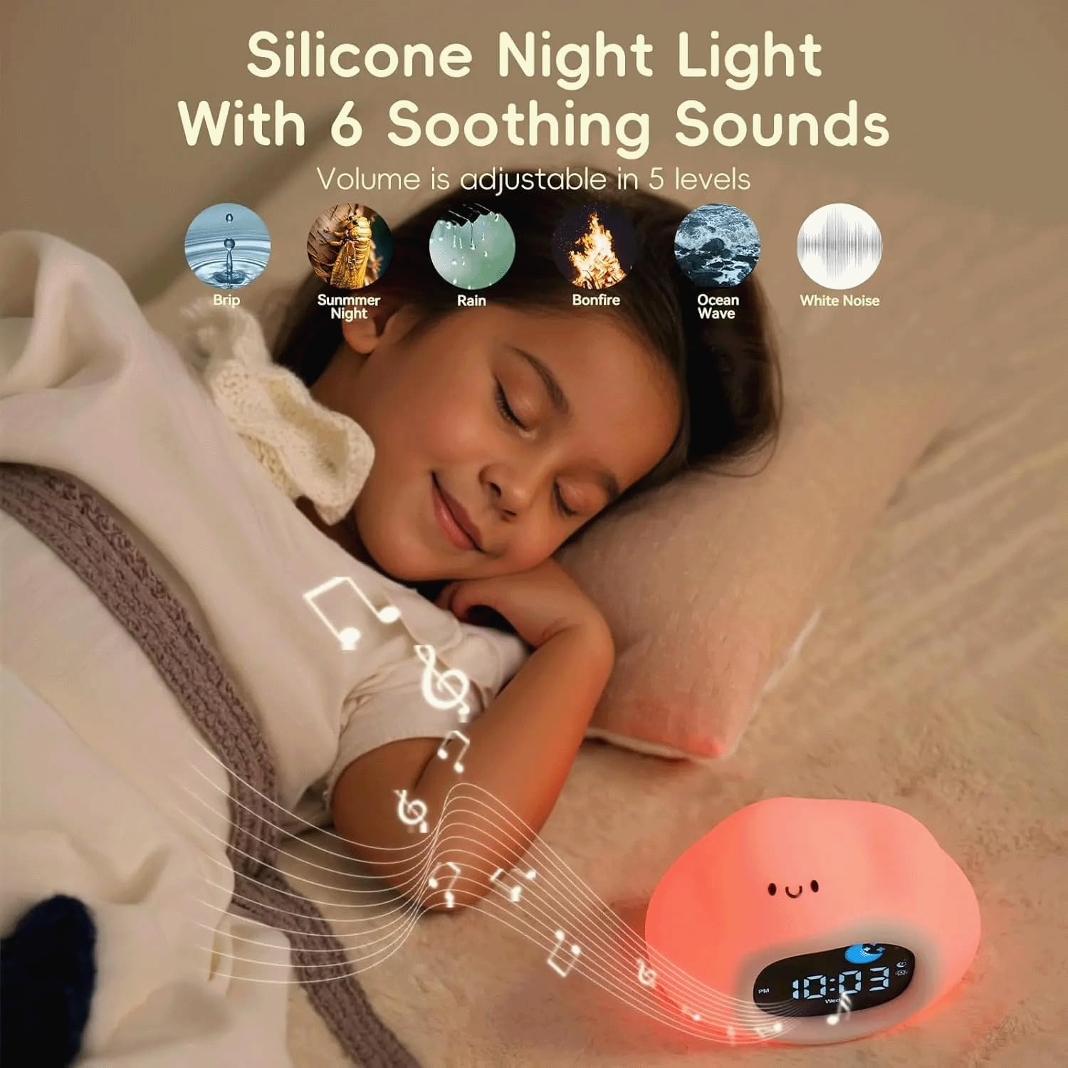 Digital Sunrise Alarm Clock with White Noise Machine &ndash; Night Light with Wake-Up & Sleep Alarm &ndash; 9 Colour Mood Sleep Trainer, 6 Soothing Sounds, Adjustable 6 Brightness & Volume Levels image number 1