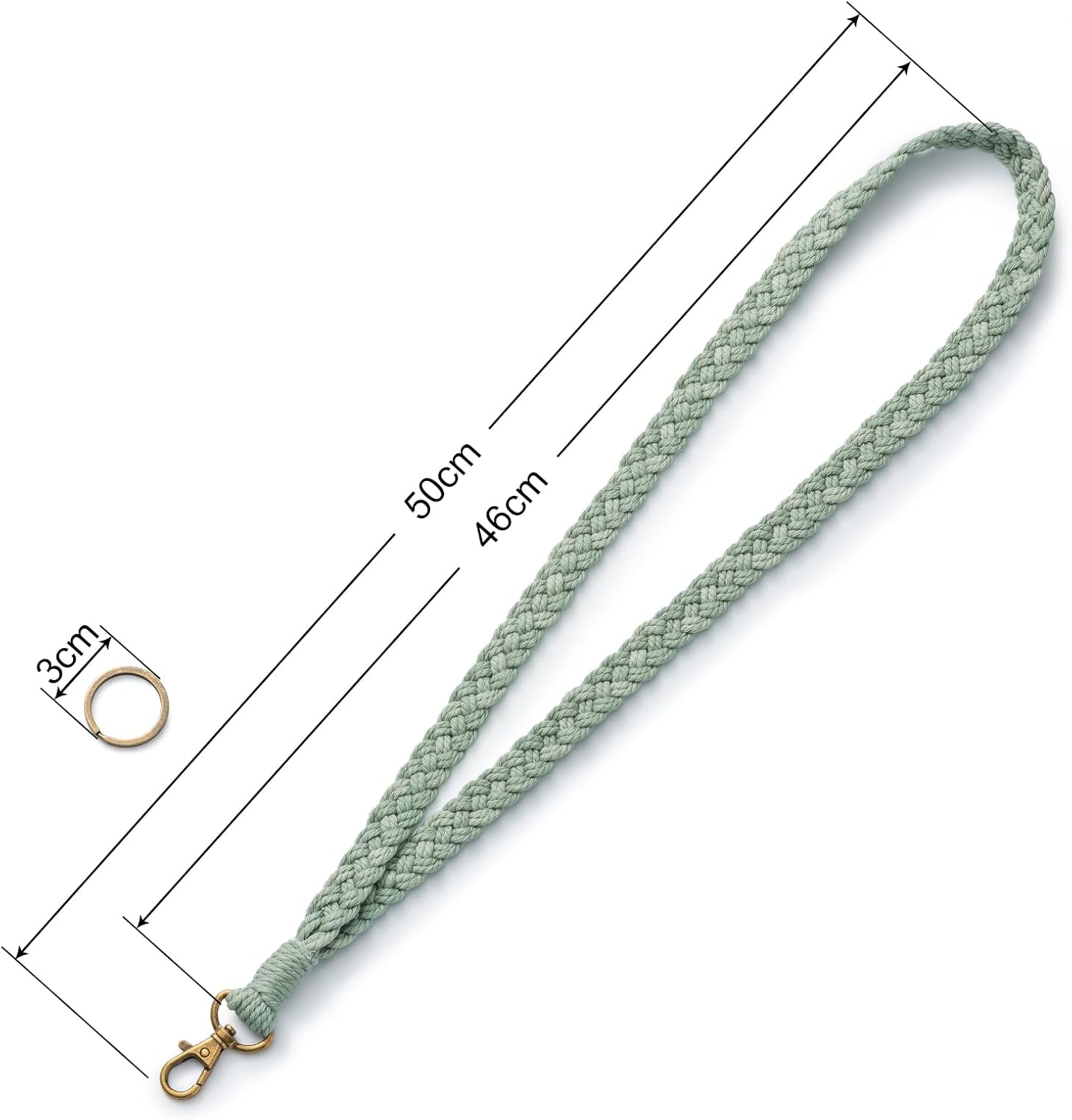 AOKSUNOVA Lanyards for Keys Green Key Lanyard Key Chain for Women Long Lanyard Strap Keychain Holder for ID Badges Card - Black image number 3