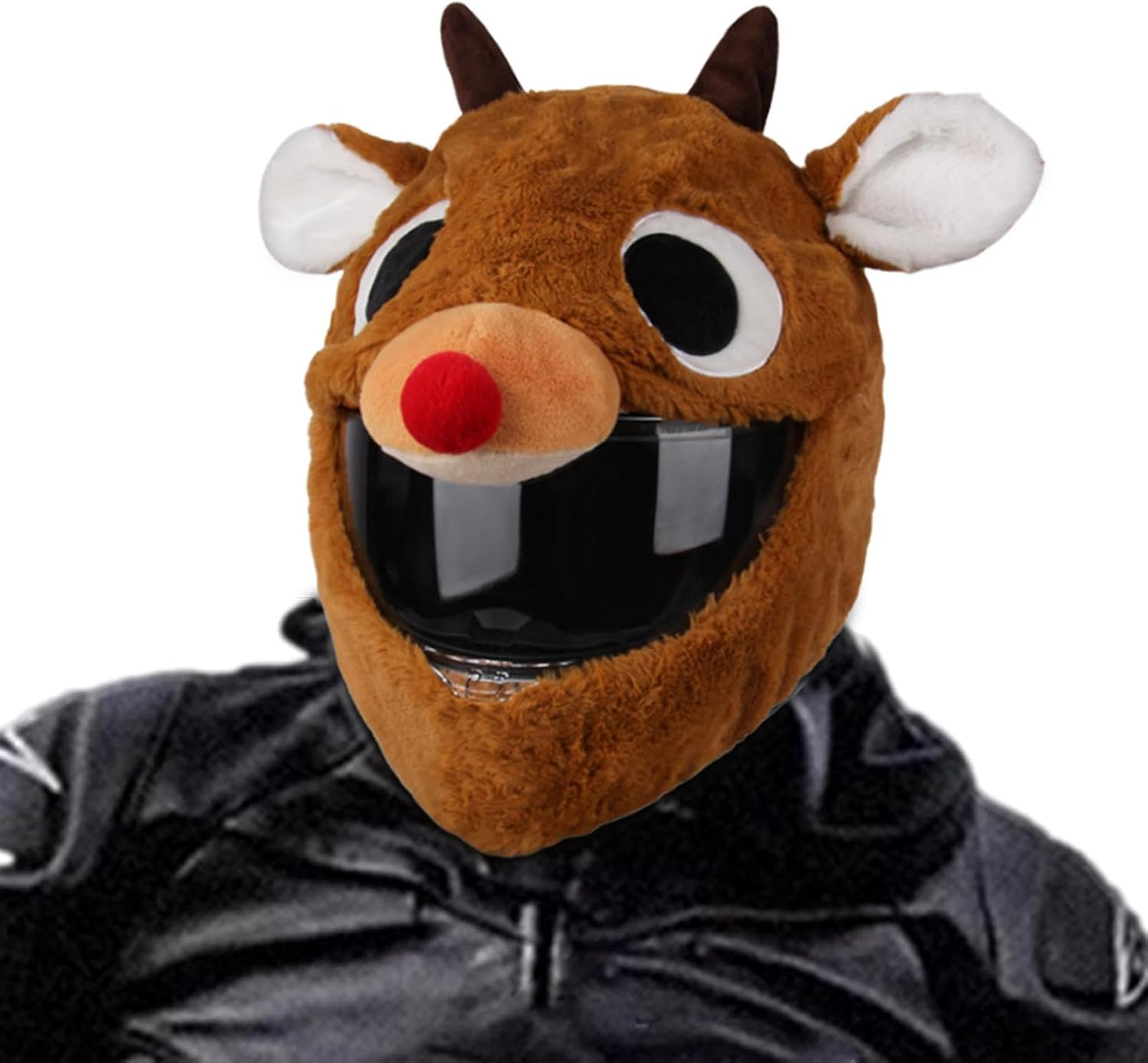 Motorcycle Helmet Plush Helmet Protective Cover Funny Cartoon Plush Helmet Protective Cover for Motorcycle Helmet Windproof Bicycle Accessories for Motorcycles, Electric Cars - C image number 2