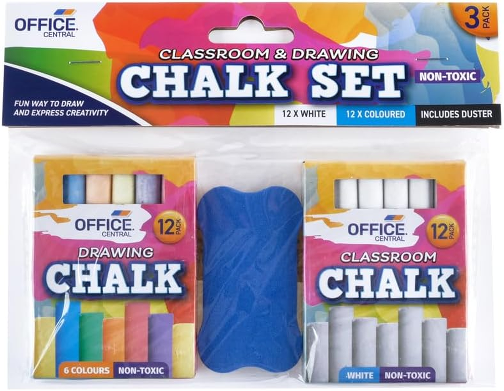 Office Central Chalk Set with Duster (Pack of 3) image number 5