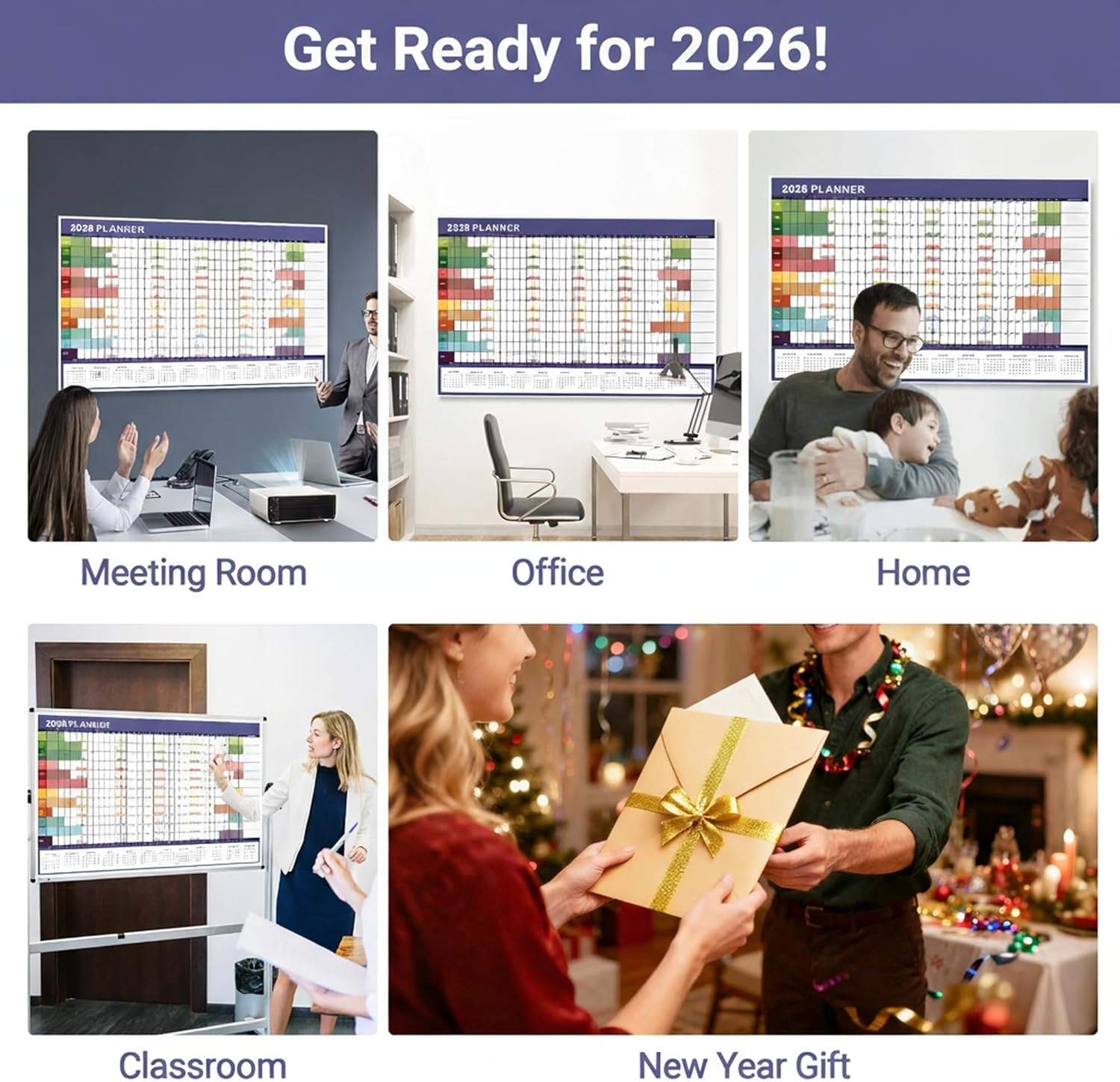 2026 Wall Planner, Large Wall Calendar&ndash; Foldable Poster Chart Calendar with 365 Daily Plan & Colorful Stickers, Full Year Annual Wall Calendar for Home Office School Planning, Organizing & Scheduling image number 5