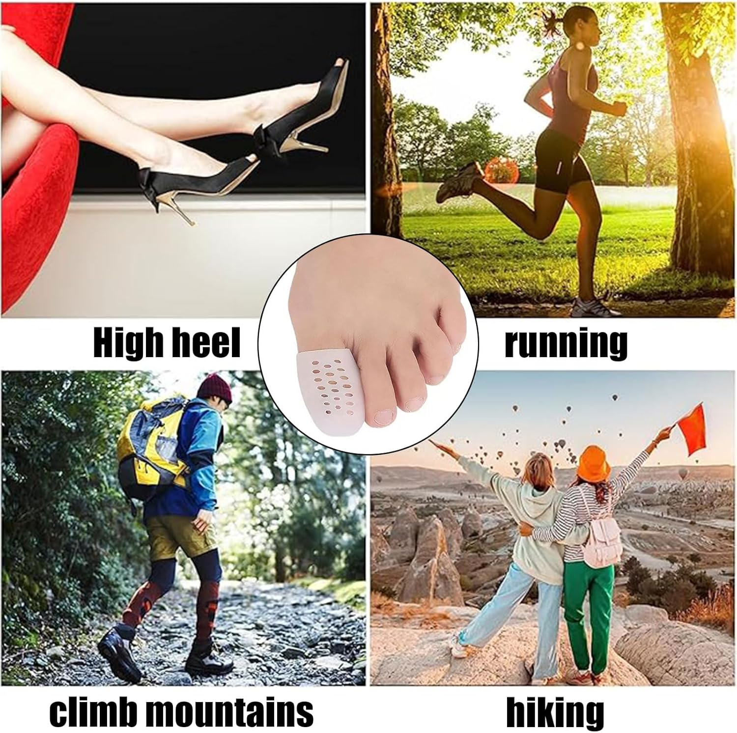 Big Toe Protector, 10Pair Breathable Gel Toe Cap Silicone Toe Cover Sleeves with Holes, Relieve Ingrown Toenails, Corns, Blisters, Hammer Toes, Reduce Friction image number 1