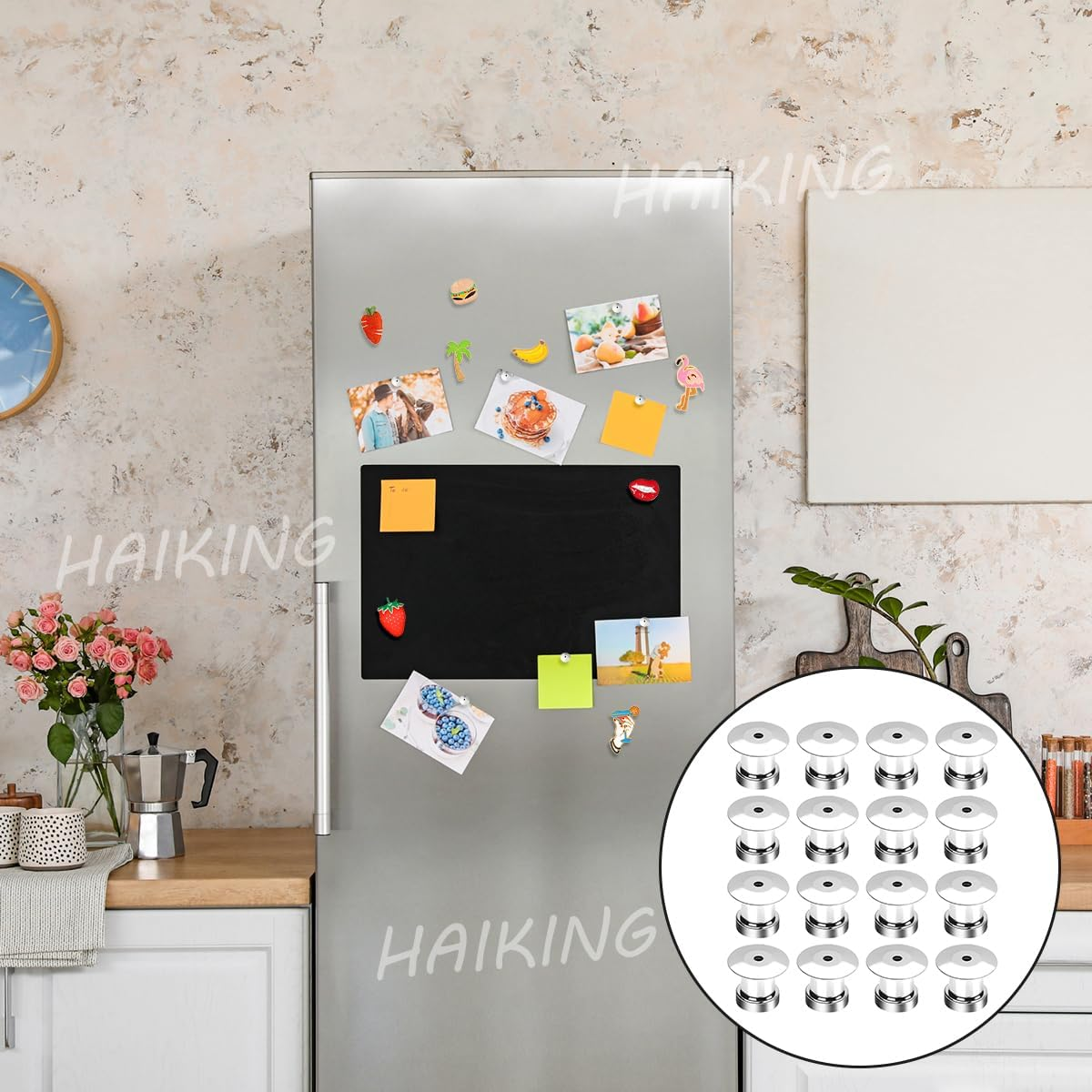 HAIKING Refrigerator Magnetic Pin Backs,12 PCS Silver round Metal Magnet Backs Locking Pin for Brooches, Jewelry Buckle Accessories (10 * 8 * 7Mm/0.39 * 0.31 * 0.27In) image number 3