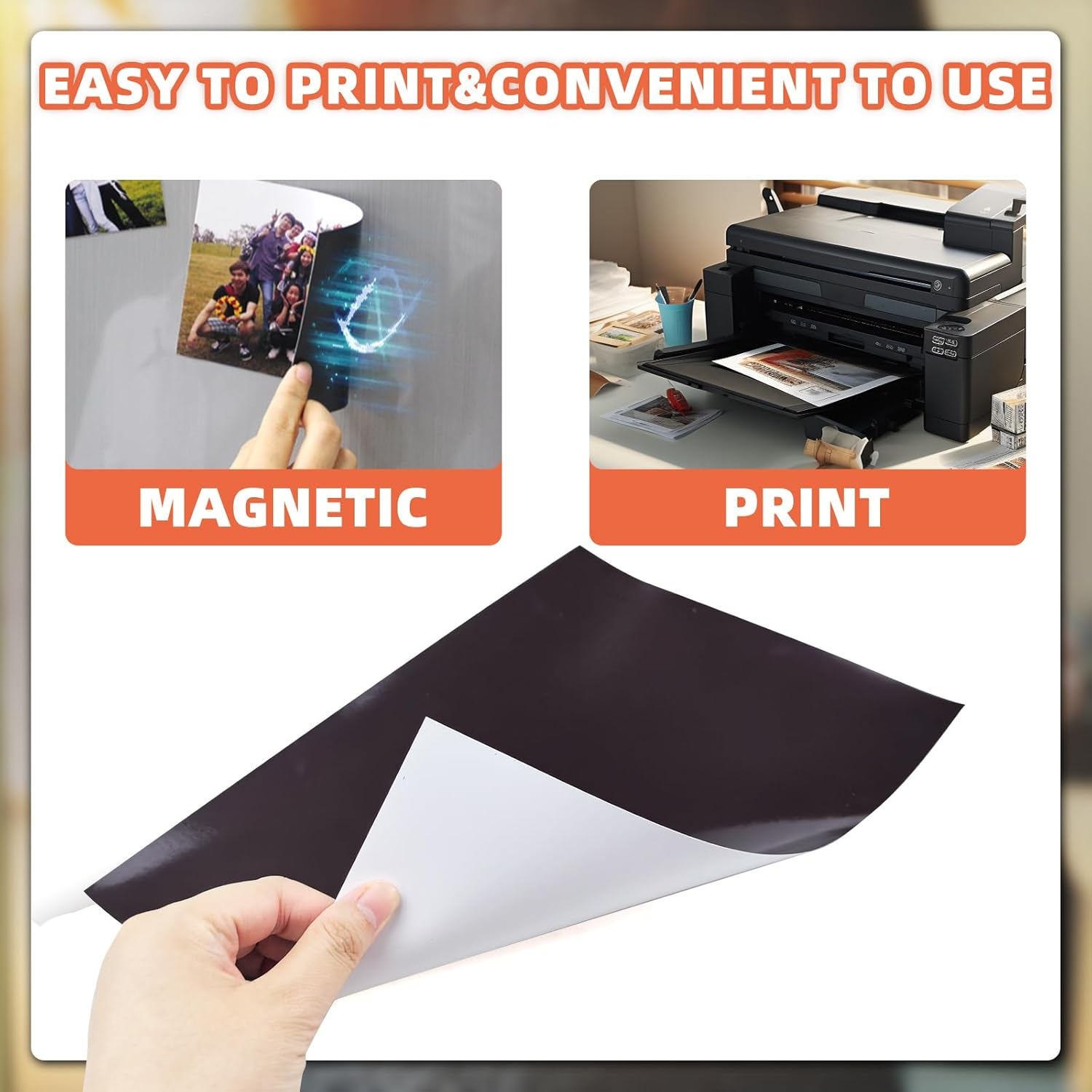 5 Pcs Printable Magnet Sheets, Thick Magnet Glossy Sheets A4 Flexible Magnetic Sheet Inkjet Printing Paper for Arts and Crafts image number 3