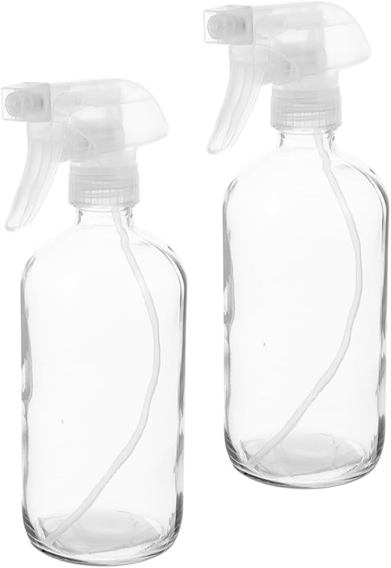 HEANUJJ 2Pcs 500Ml Clear Glass Spray Bottles, Refillable Liquid Spray Bottles for Cleaning Solutions and Home Use, Reusable Mist Sprayers for Plants and Personal Care image number 3