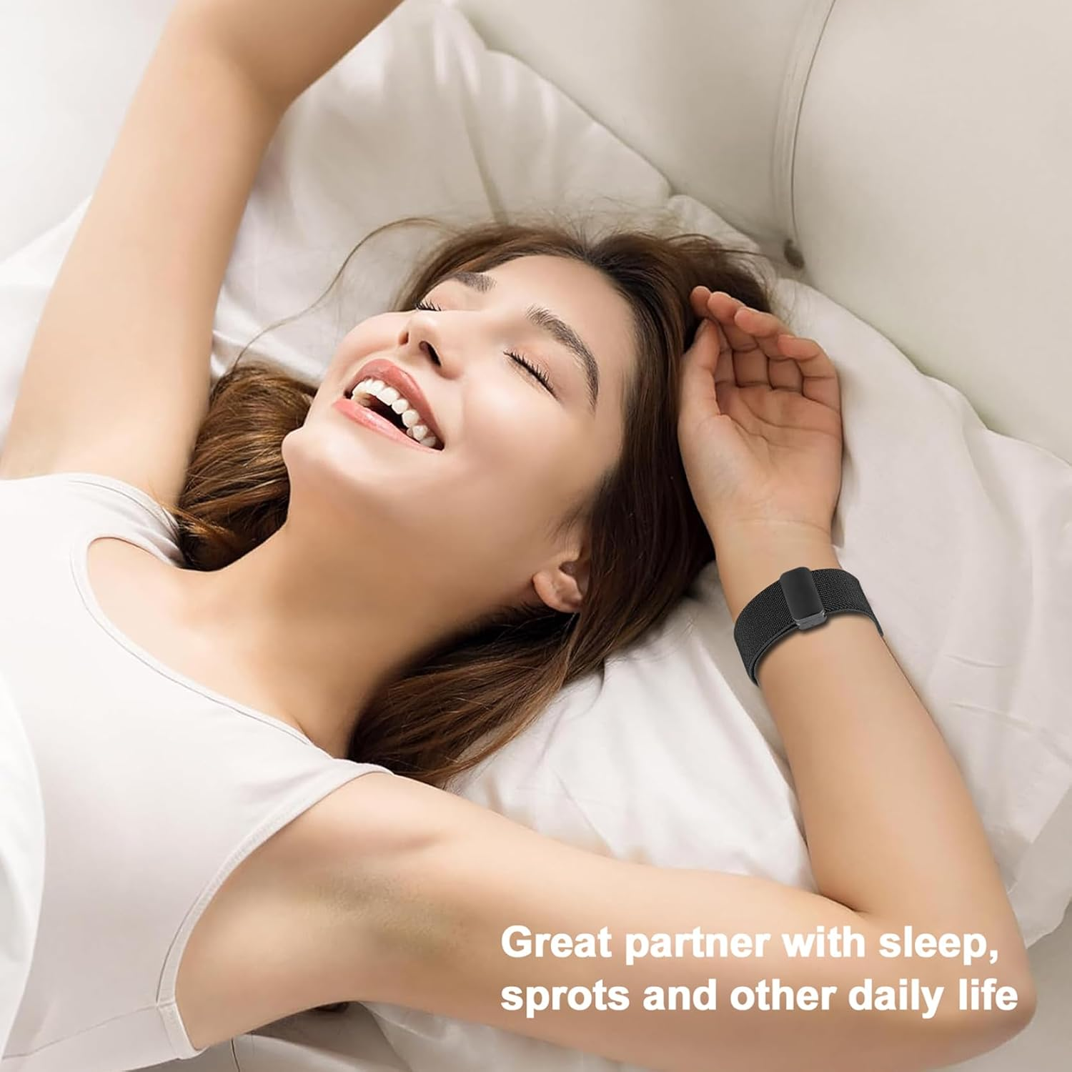 Everact 22Mm Nylon Magnetic Watch Band Compatible with Garmin Venu 3 45Mm/Venu 2/Vivoactive 4/Forerunner 265/255/255 Music,Loop Magnetic Easy Buckle Adjustable Elastic Strap Replacement for Women Men image number 5