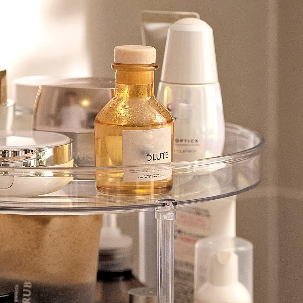 ROWNYEON 360 Rotating Makeup Organiser 3 Tier Skincare Organizer Large Capacity Spinning Organizer Carousel Cosmetic Storage Shelf Makeup Stand for Perfume,Bathroom,Bedroom,Toiletry Organiser image number 6