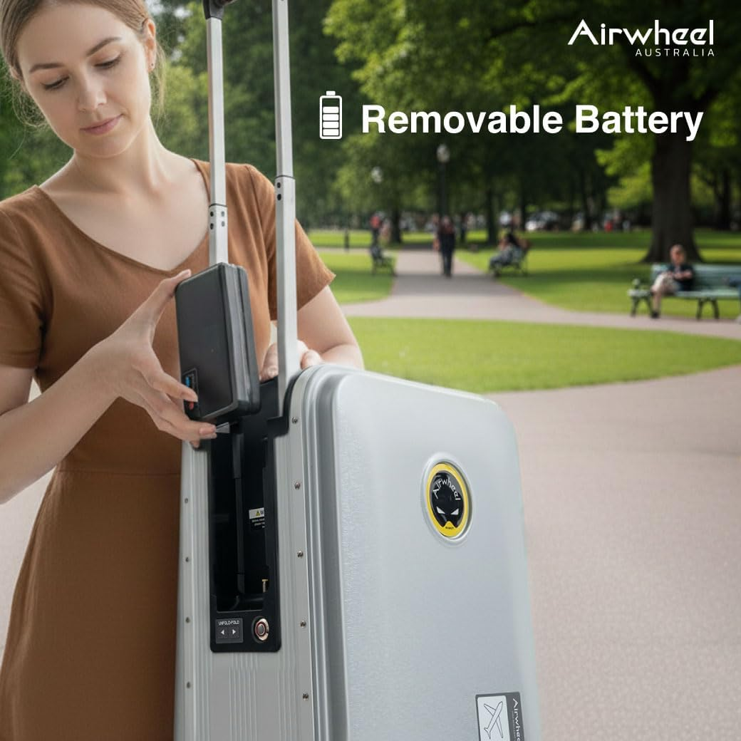 Airwheel SE3SL Electric Scooter Suitcase - Black | 20L Innovative Travel Luggage, Motorized Electric Luggage Scooter for Effortless Travel with Removable Battery (Official Dealer in Australia) - Silver image number 5