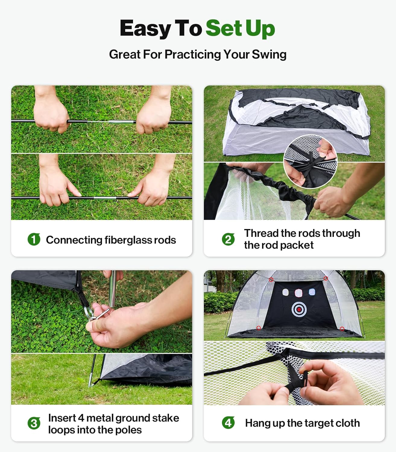 10 X 7Ft Golf Hitting Practice Net: Backyard Driving, Indoor & Outdoor Chipping Training Net with Mat, Targets & Balls, Ideal Gifts for Him, Men, Dad, Husband, Grandpa, Boys, Golfers image number 2