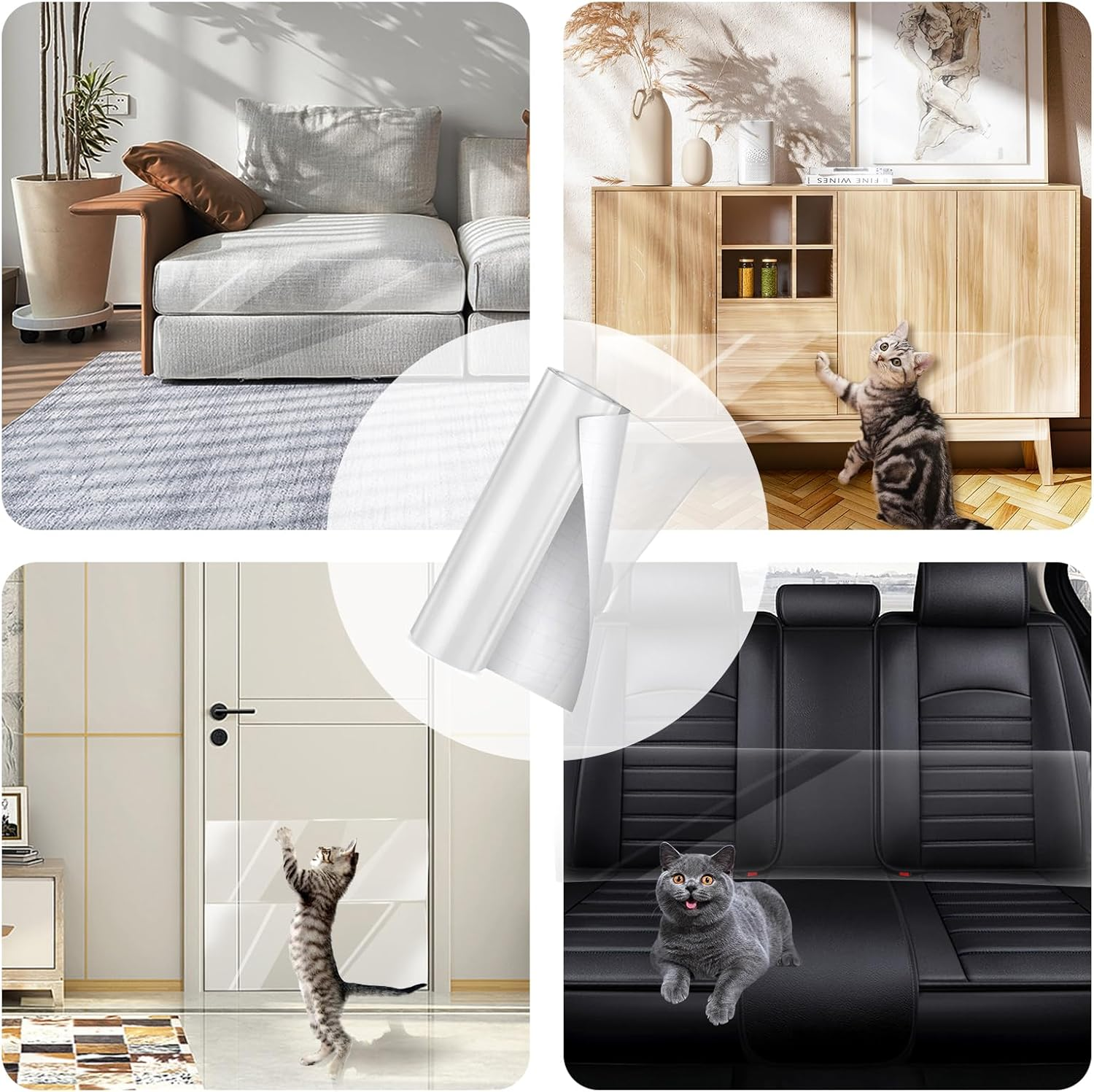 Cat Scratch Protection 3 M with 10 Screws, Scratch Protection Sofa Cat Sofa Transparent Scratch Protection Pad Furniture Protector Cat Furniture Protection Scratch Pads for Cats for Furniture Couch Door Wall Scratch Repellent image number 5