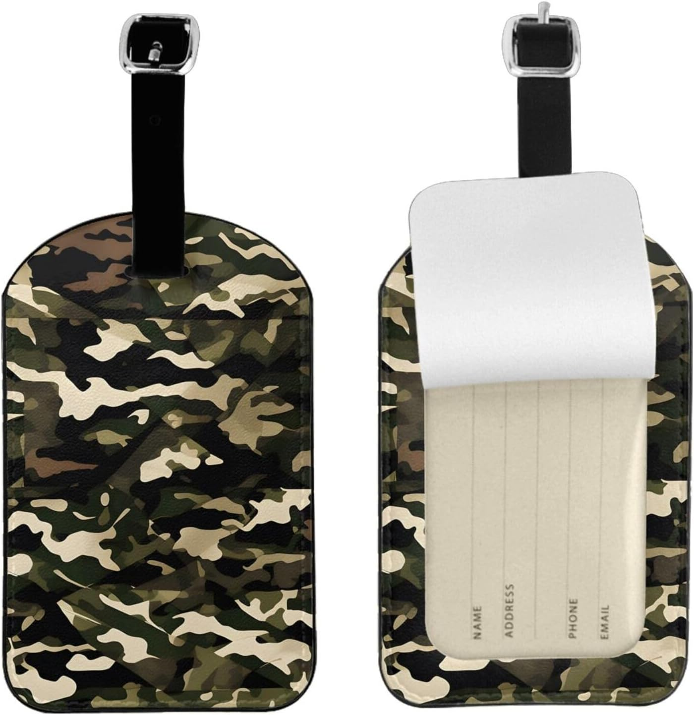 Camo Print Elegant Tag Stylish Tag Luggage Tag 4.3 X 2.76 Inch for Suitcases Travel Bags image number 5