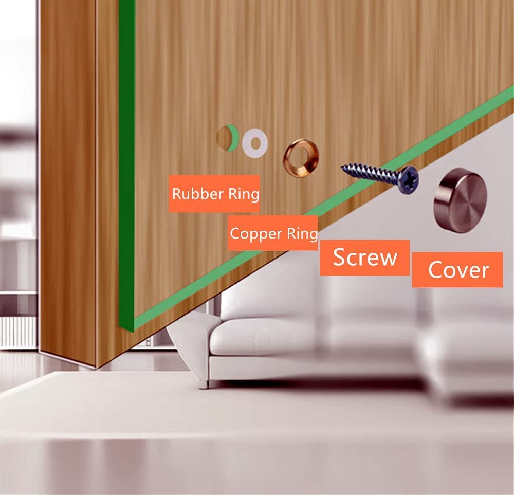 8Pcs Mirror Screws Decorative Cap Silver Color Cover 5/8"(16Mm) Stainless Steel Advertising Hardware Screw Cap Cover Nails Decorative Mirror Screw Fasteners image number 2