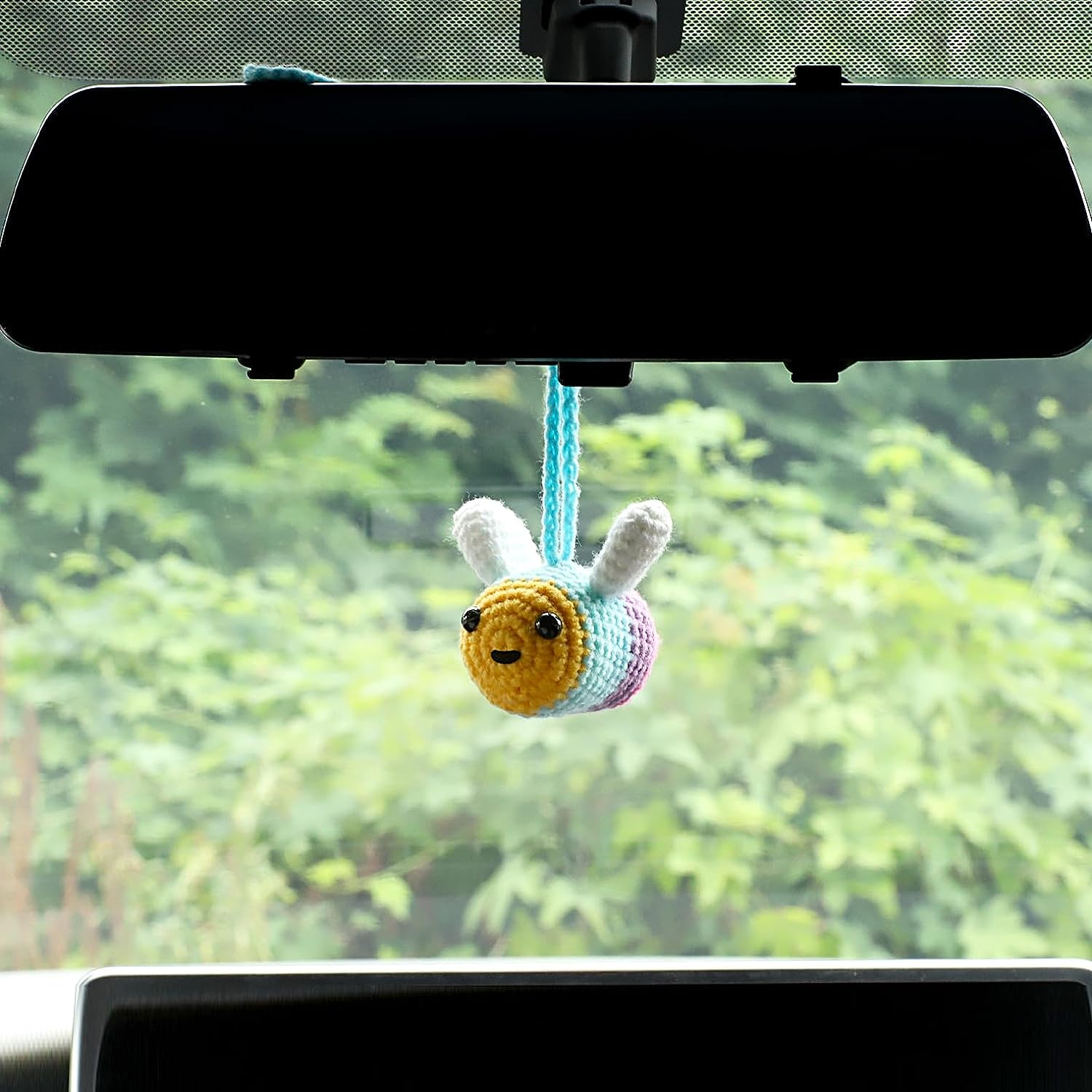 Cute Car Mirror Hanging Accessories - Decorative Rearview Mirror Accessories for Women and Girls, Crochet Animal Car Accessories
