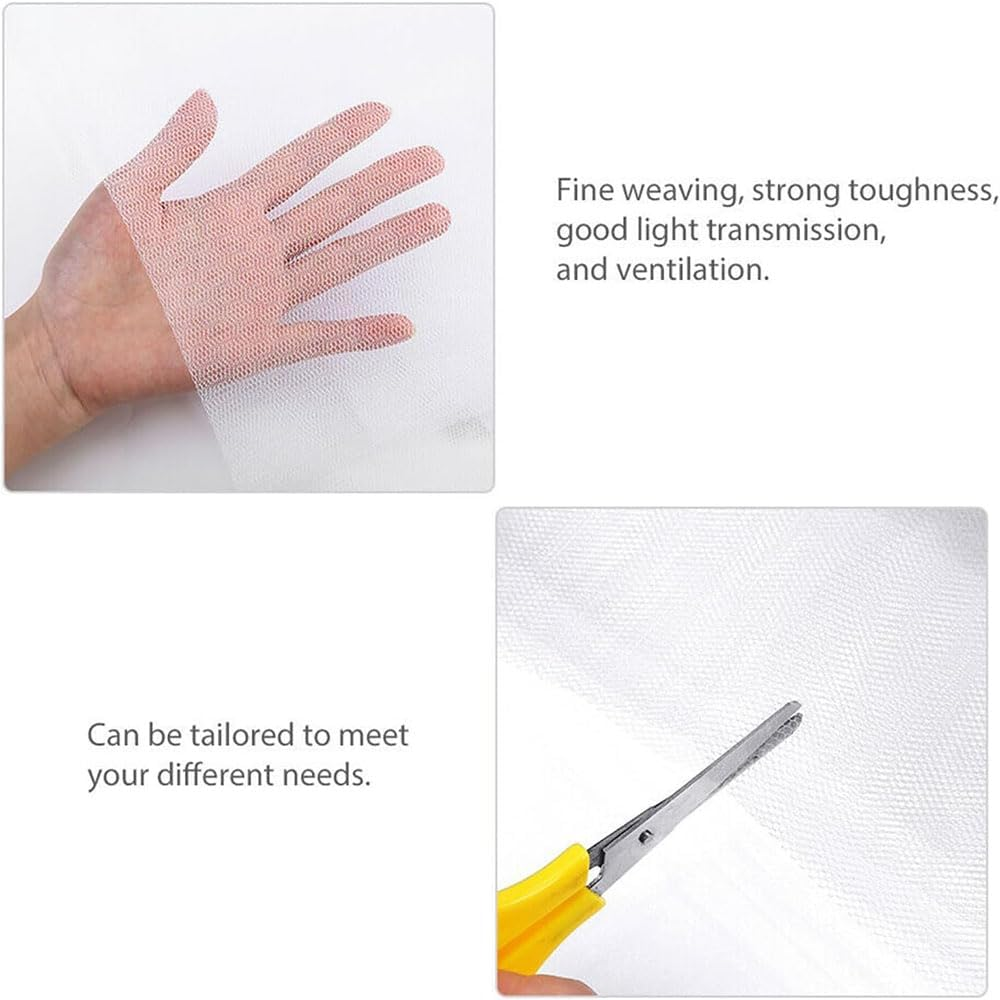White Mosquito Net Window Screen 1.3M X 1.5M Easy Install Washable Mesh with Tape, Reusable Bug Barrier for Bedroom and Office, No Drill Breathable Durable Insect Screen for Windows