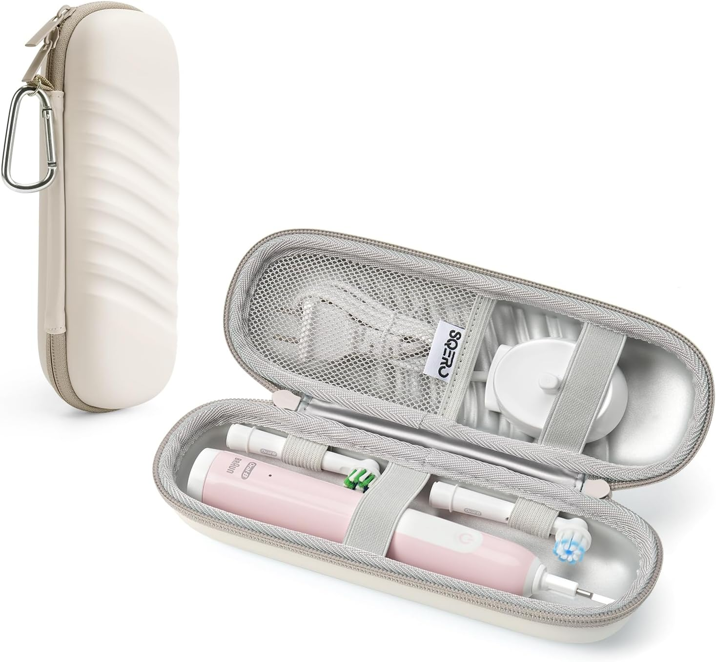 SQERO Electric Toothbrush Case for Oral-B Pro/Io/Philips Sonicare, Waterproof Traveling Toothbrush Storage Bag with Mesh Pocket Covers Protection