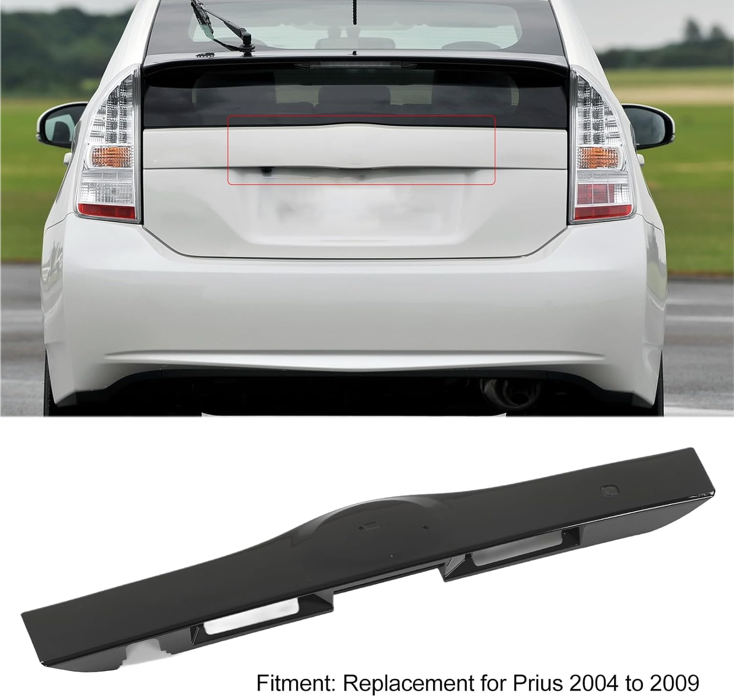 Rear Exterior Tailgate Liftgate Handle Garnish for Prius 2004 to 2009, Rear Tailgate Liftgate Handle Trim Replacement, Rear Tailgate Trunk Door Cover Grille (Black) image number 4