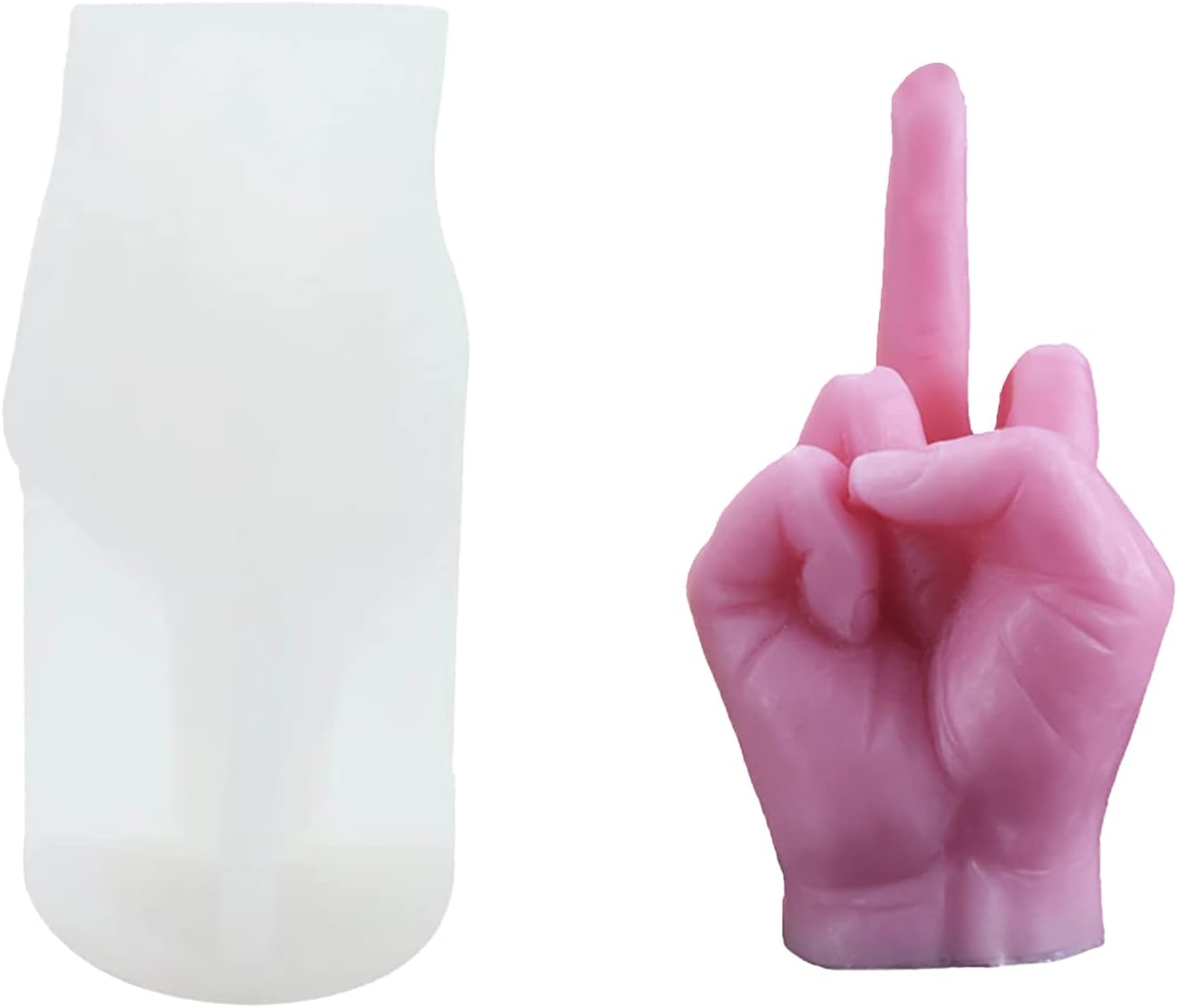 Homiliky Hand Gesture Shaped Silicone Candle Mold 3D Middle Finger Resin Casting Mould for DIY Soap Candles Handmade Gift Craft Ornaments Home Decoration (Middle Finger) image number 3