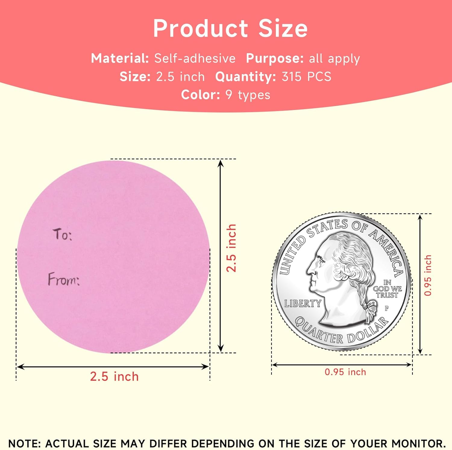 315Pcs Gift Tag Stickers to and From,9 Colors, 2.5 Inch (6.5CM) Self-Adhesive round Labels for Birthday, Wedding, Christmas Presents, Party Favors & Best Regards Gift Wrapping