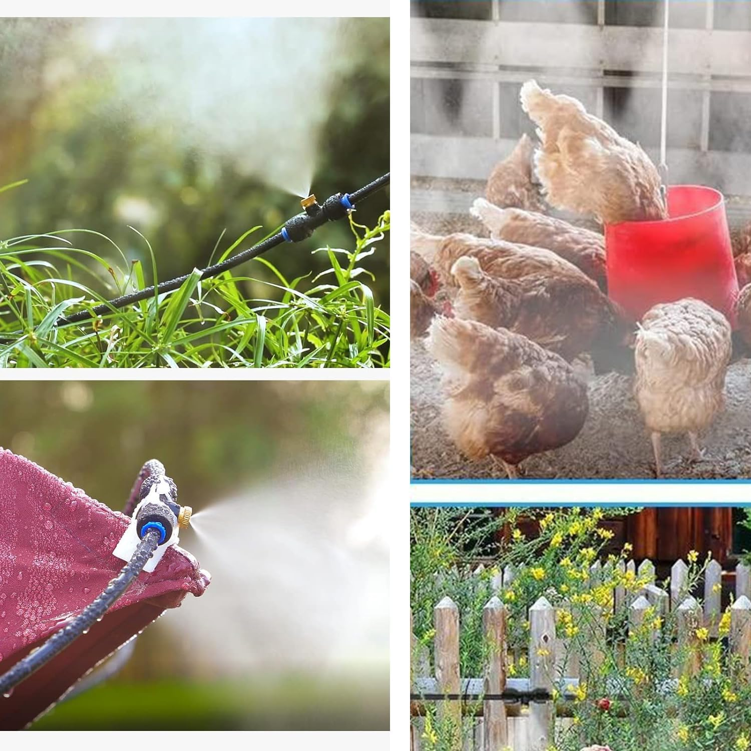 Misting Line + 7 Brass Mist Nozzles + Brass Adapter(3/4") Outdoor Mister for Patio Garden Greenhouse Trampoline for Waterpark, 6M8M M M M More Sizes，Low-Pressure Spray System (6M(20Ft)) image number 2