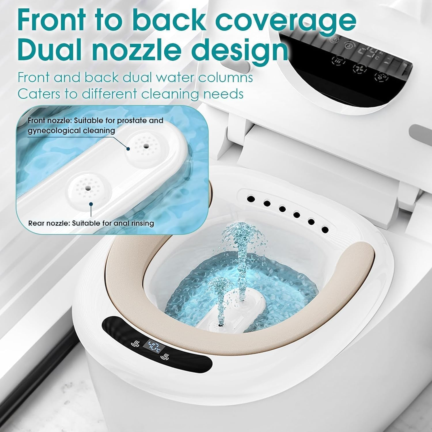 XIULIUU Electric Sitz Bath, Electric Sitz Bath for Hemorrhoids, Electric Sitz Bath for Toilet Seat with Flusher, Sits Bath Kit for Women, Soaked Steam Relief of Inflammation Treatment image number 2