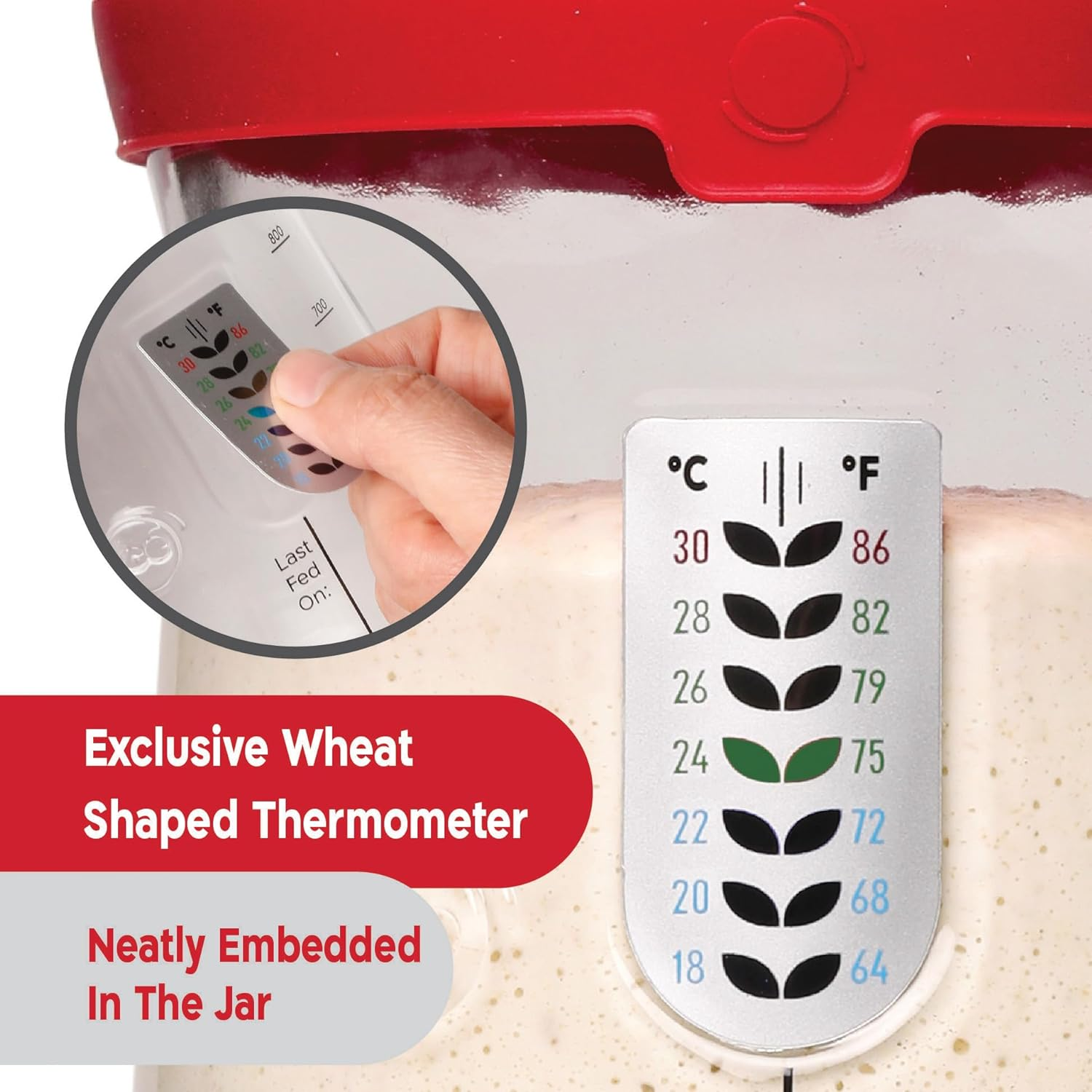 KNEADACE Pro Sourdough Bread Starter Kit - 34 Oz Large Capacity Jar with 5 Unique Features for the Perfect Sour Dough Bread & Sourdough Starter Kit Baking Supplies, (KA06) image number 3