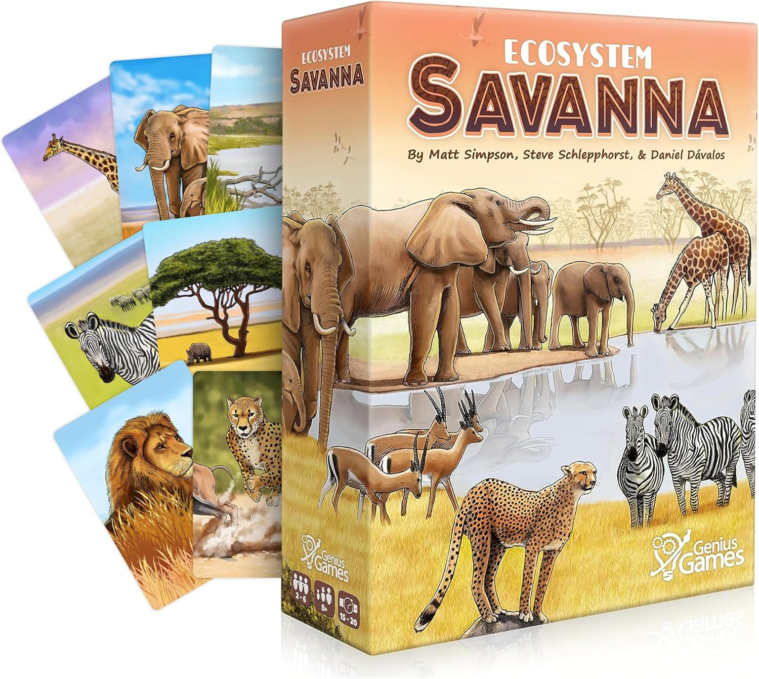 Genius Games | Ecosystem: Savanna | a Family Card Game about Animals on Grassy Woodland of African Savanna - Fun & Educational Ecology Game for Kids & Adults image number 5