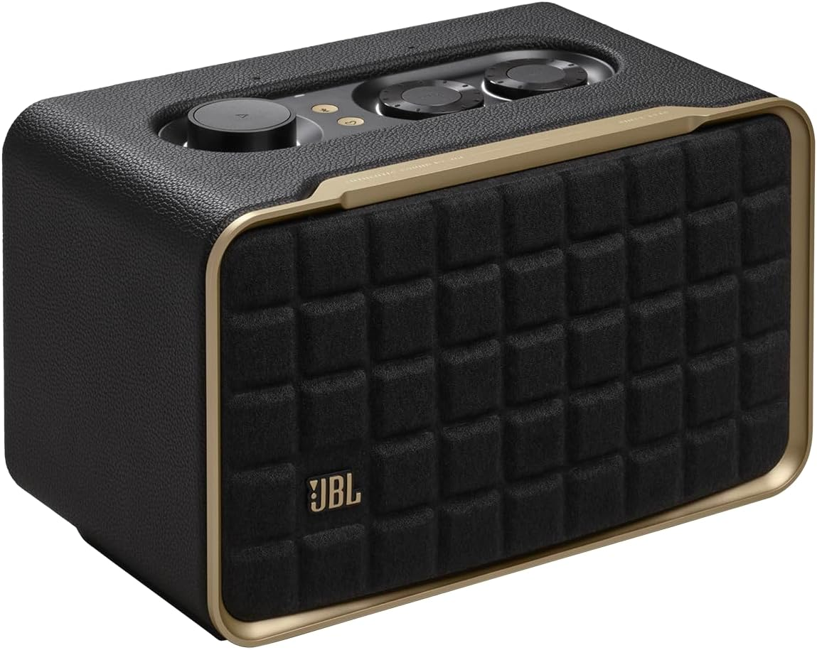JBL Authentics 200, Superb Sound and Performance, Inspired by Retro Design, Music Streaming Services via Built-In Wi-Fi, Voice Assistants*, Simultaneously on One Device., Black