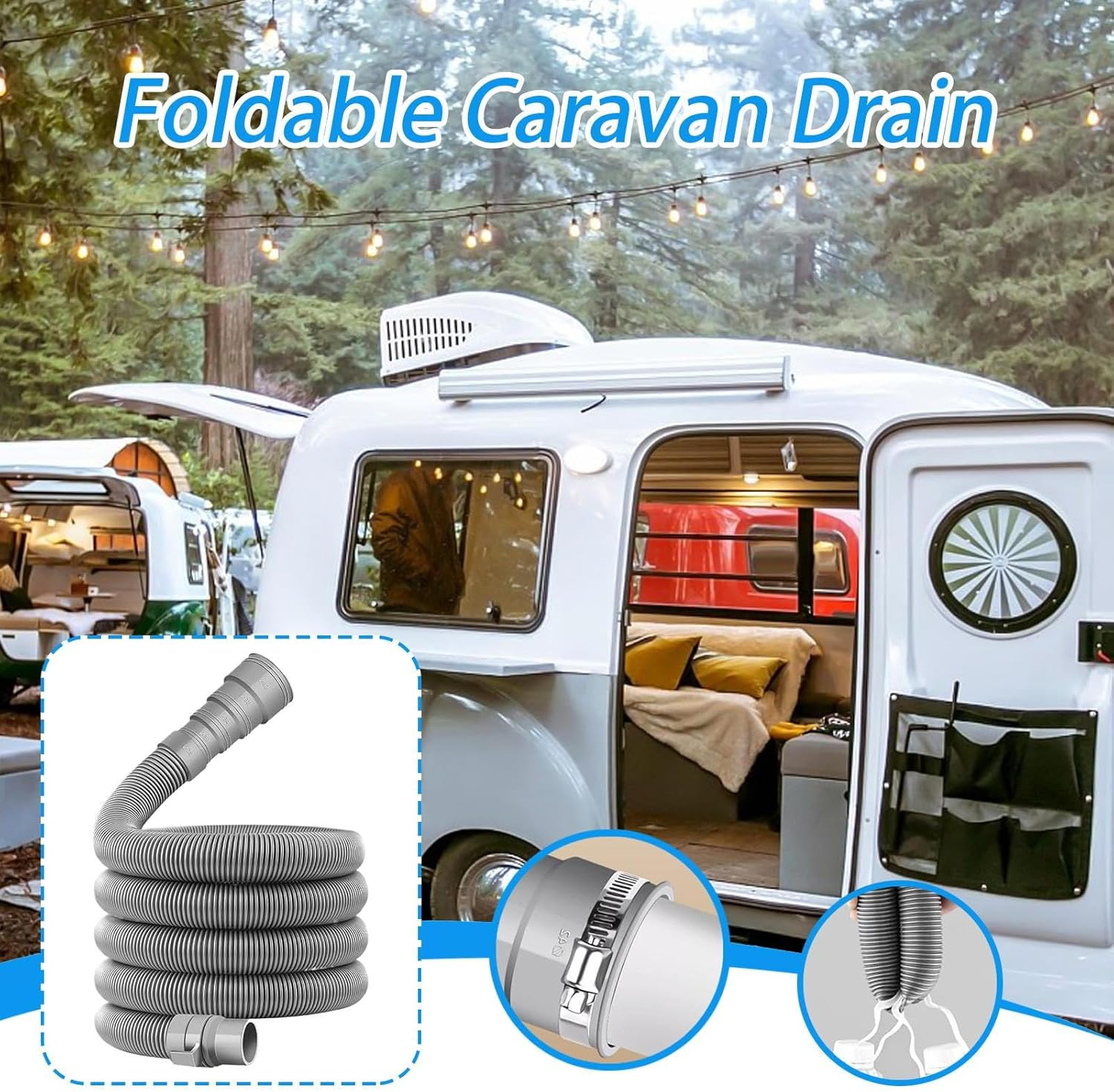 Rv Sewer Hose Kit, 2M/6M/10M Leakproof Caravan Drain Pipe, Adjustable Hose Foldable Pipe, for Repair Holiday Outdoor Vacation Travel Vehicle image number 3