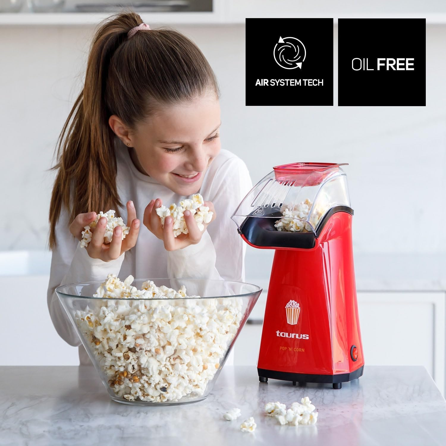 Taurus Pop'N'Corn - Popcorn Maker | 1100 W | Plastic | Red XX