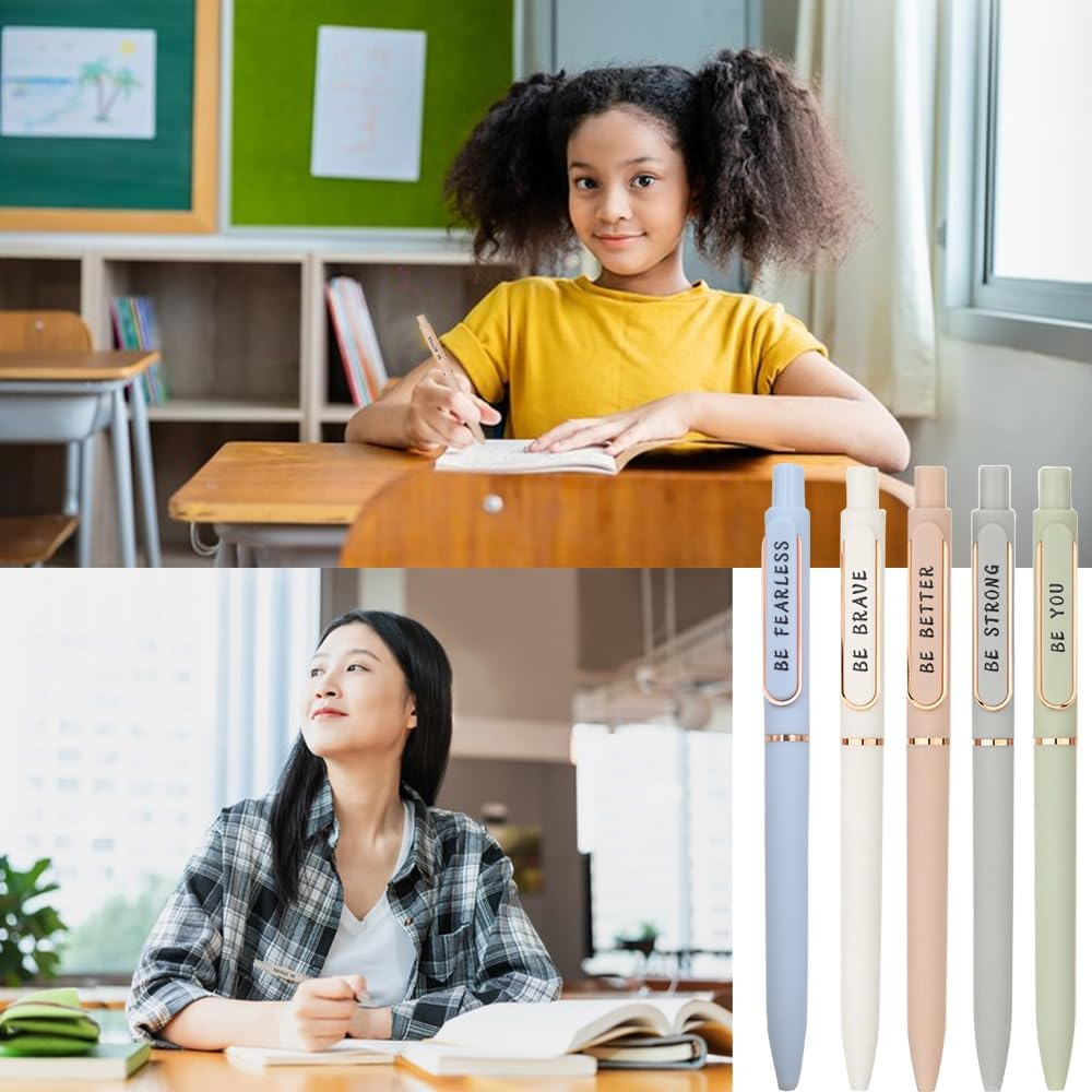 5 PCS Inspirational Neutral Pen, Motivational Pen for Women, 0.5MM Fine Ballpoint Pen, Female Business Quick Drying Ink Pens, Office School Supplies Gifts for Women