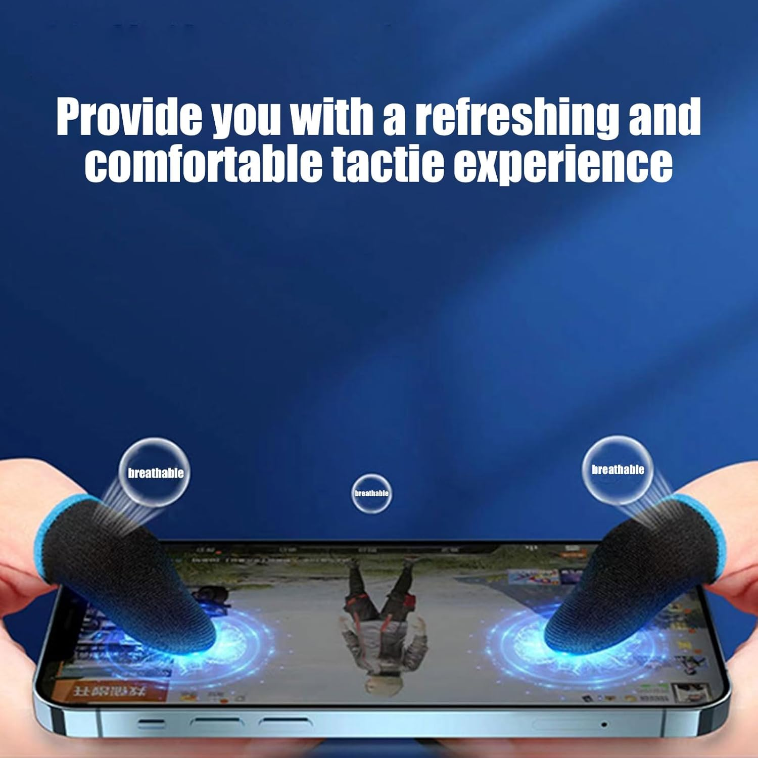 BGENHPON Mobile Phone PUBG Finger Sleeve Anti-Sweat Thumb Sleeves Professional Gaming Finger Gloves Breathable Comfortable for Gaming Pack of 10 Blue​ image number 1