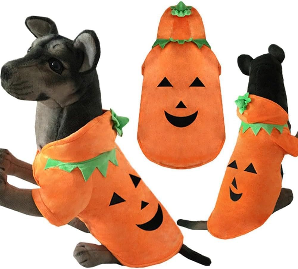 Pet Halloween Pumpkin Costume,Dog Cat Cosplay Outfits Clothes Fleece Hoodie Sweater Coat Halloween Costumes image number 1