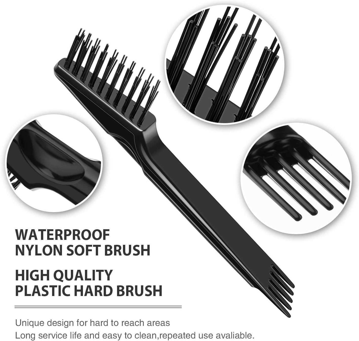 Boao 4 Pcs Hair Brush Cleaning Tool Set Mini Hair Cleaning Brush Tool Wooden Handle Mini Rakes for Removing Dust Home Salon Use(Black) image number 4