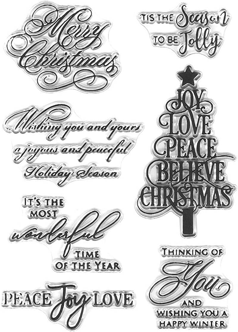 Christmas Gift Truck Clear Stamps for Card Making Decoration and Scrapbooking Supplies, Xmas Theme Blessing Words Transparent Rubber Stamps with Sentiment for Paper Card Photo Album Crafting Supplies