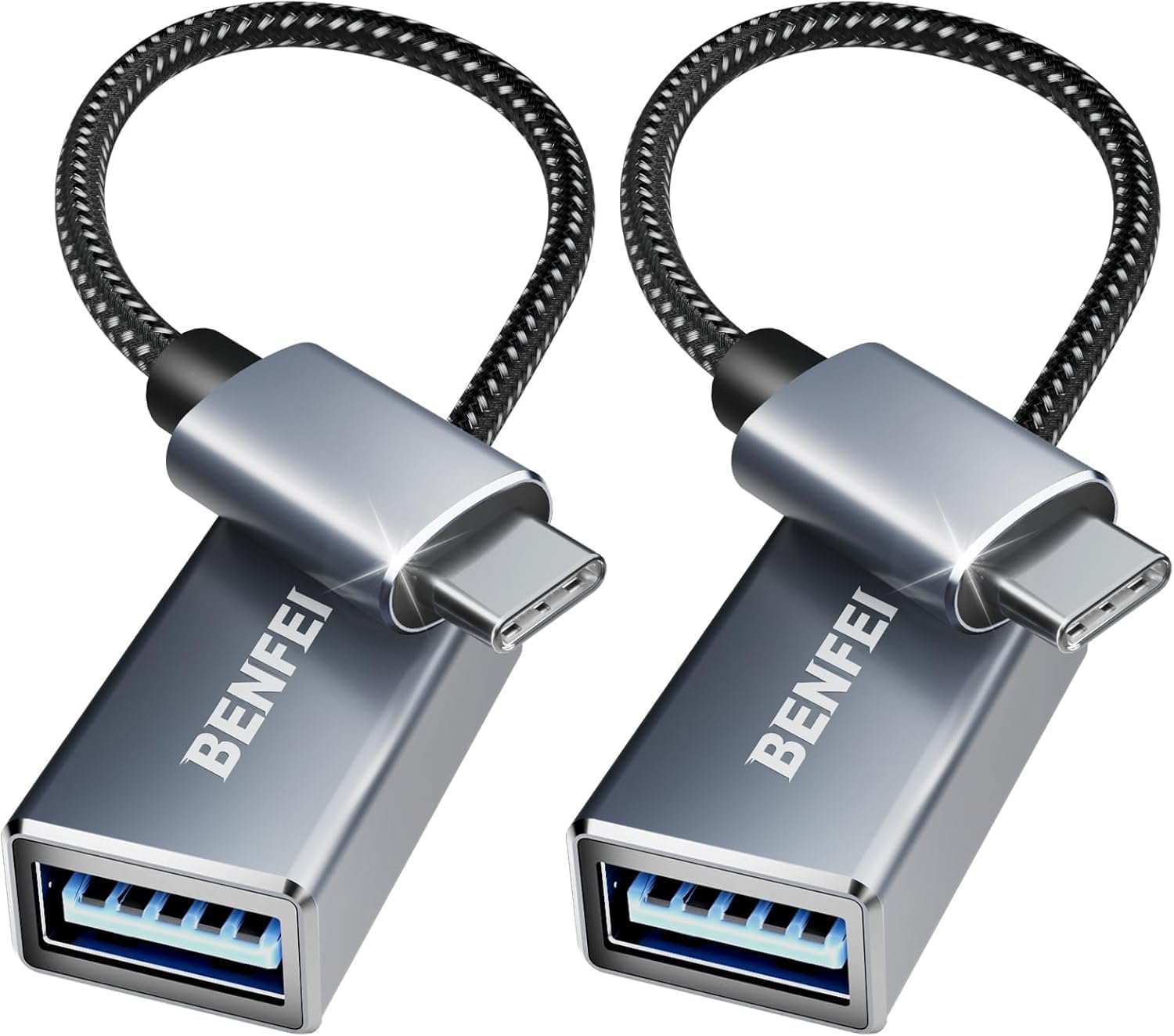 BENFEI USB C to USB 3.0 Adapter, 2 Pack USB C to a Male to Female Adapter Compatible with Macbook Pro/Air, Samsung Galaxy Note, Galaxy, Google Pixel, Nexus and More