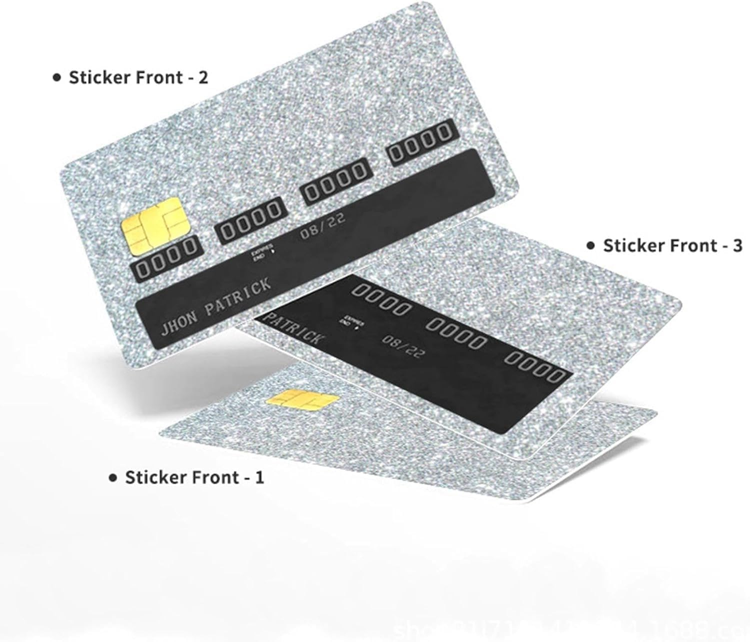 LNYMZD Silver Credit Card Skin Stickers | Removable Bling Card Skins Covering - Bubble Free Bank Card Protecting Wrap, Card Protection Film, Slim Card Protector Desk Accessories and Storage Products image number 1