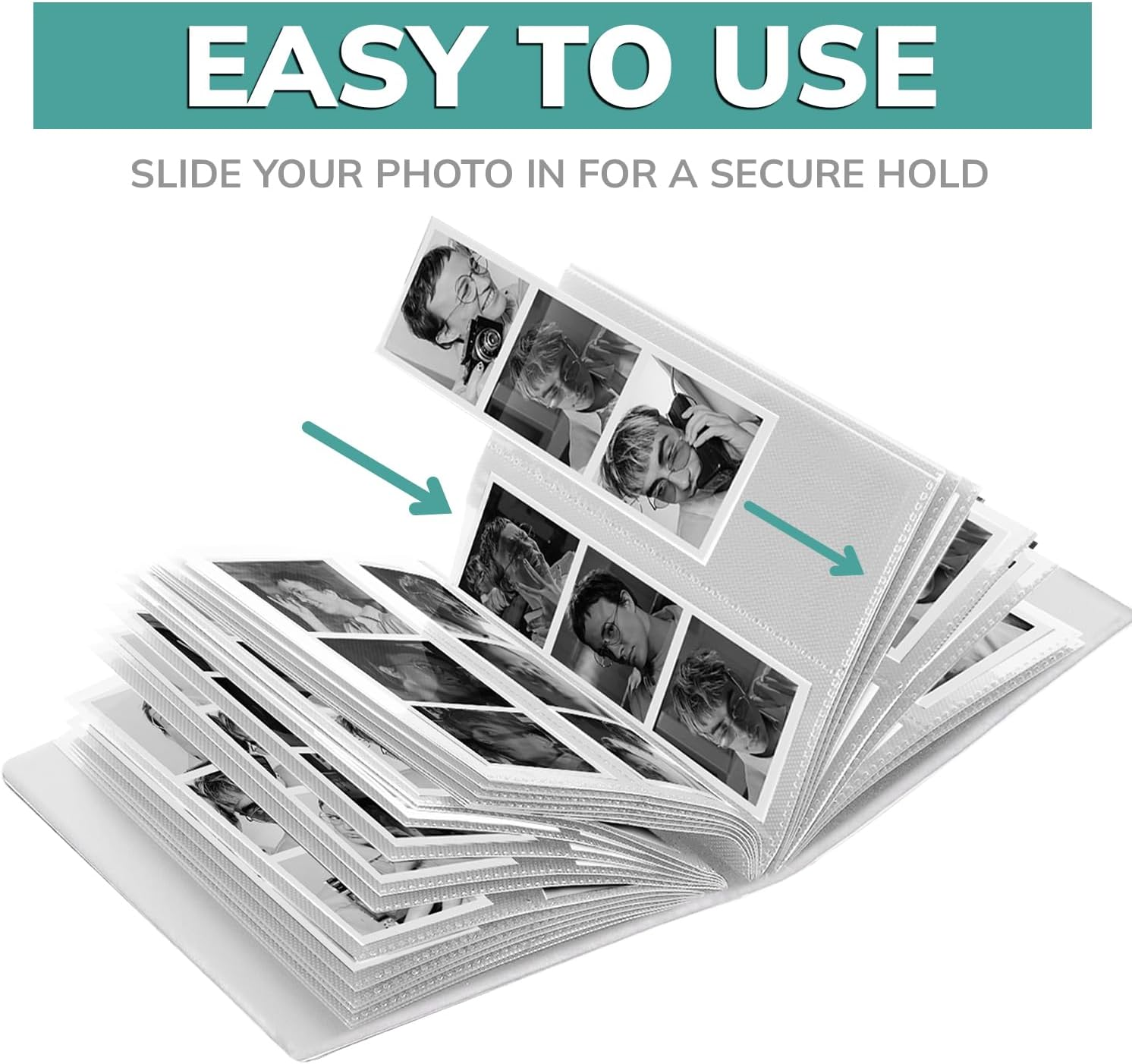 PBF Photo Booth Album | 2X6 Album W/Sleeves | 2X6 Strips Memory Book | Wedding Photo Strip Album | 100 Pages, Holds 200 Photos (White, 1-Pack) image number 3