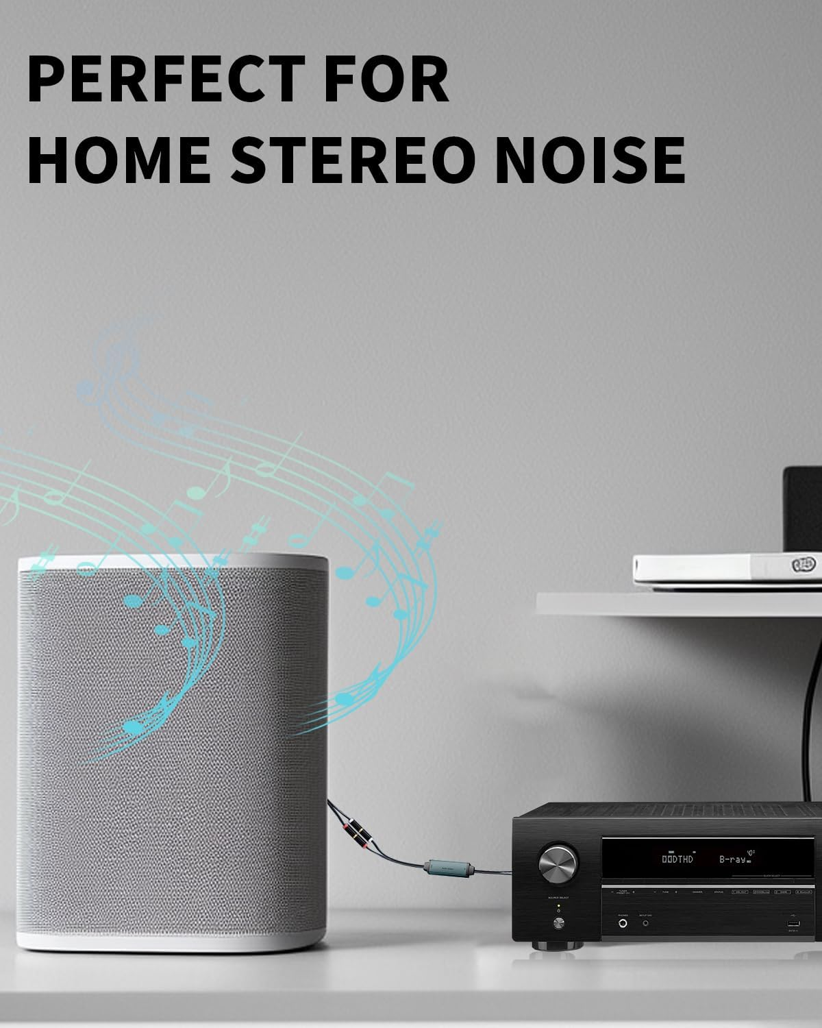 Duttek Ground Loop Isolator RCA, Noise Filter Eliminator with Double RCA Male to Female Audio Cable for Car Audio System/Home Stero System - Plug-And-Play image number 1